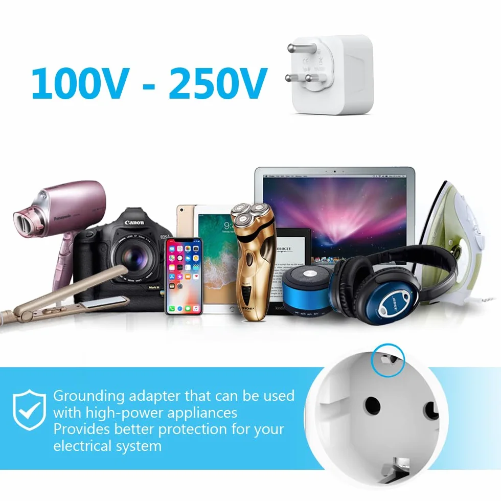 Adapter podróżny do Republiki Południowej Afryki, 2 wtyczki typu M z 2 USB i 2 USB C, 3,4 A 17 W