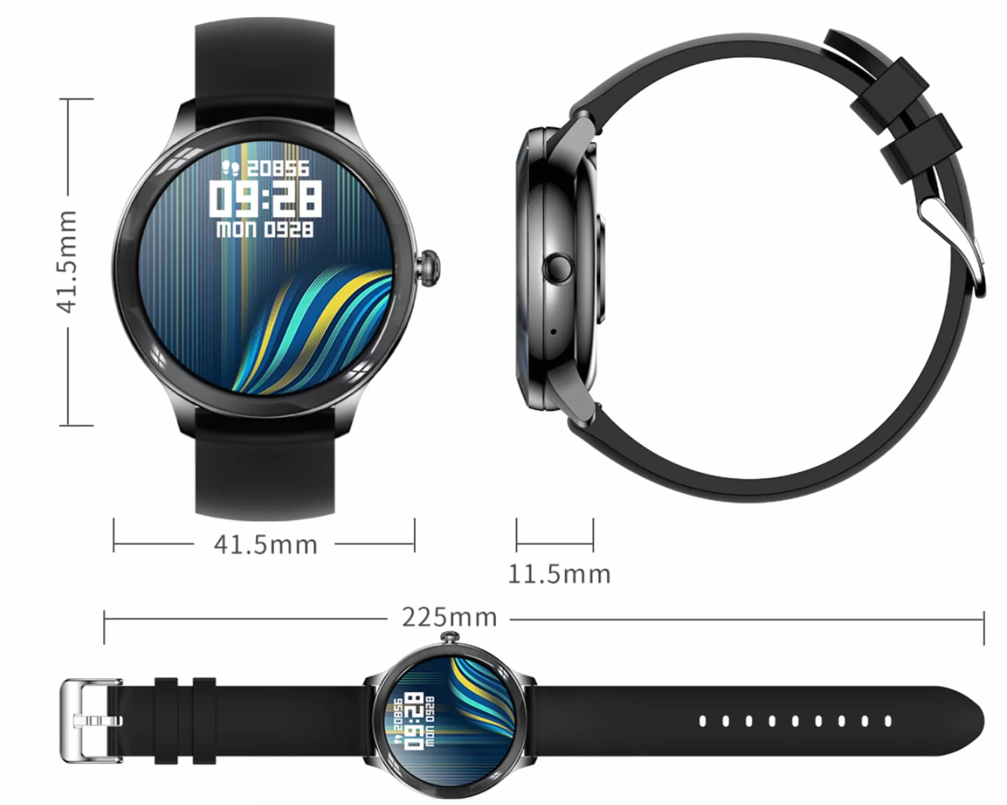 XWATCH Lady Pro, damski smartwatch połączenia, SMS, sport i zdrowie, dziecko, autonomia 7 dni... (czarna bransoletka mediolańska)