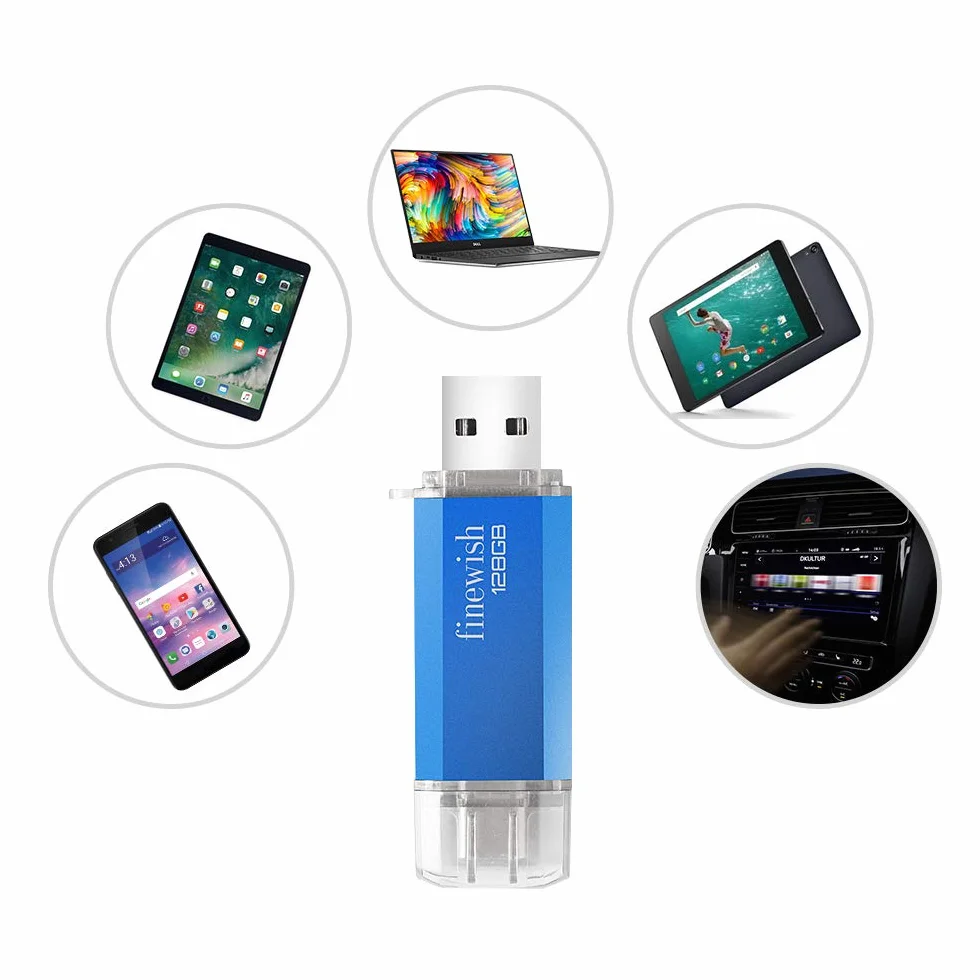 Pamięć USB Type C 128 GB 2 w 1 OTG Pen Drive dla PC/MacBook/Tablet/Smartphone Niebieski