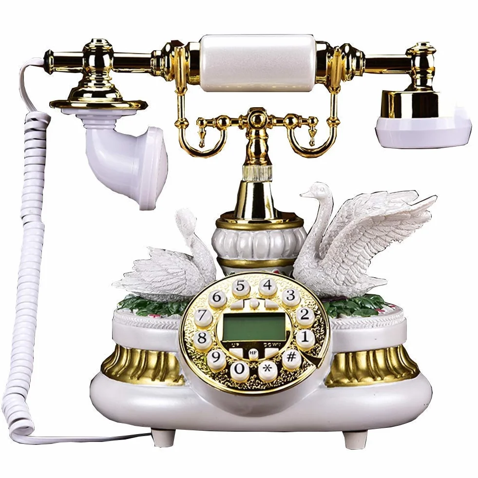 Telefon stacjonarny w stylu retro， Retro Vintage Telefon Silikonowy Klucz Telefon Stacjonarny Wystrój Domu Biuro Metalowy
