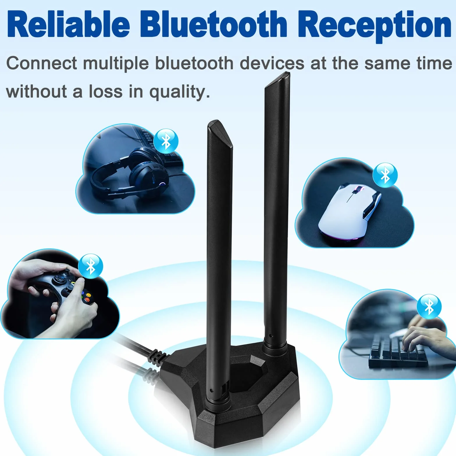 Eightwood Dwuzakresowa antena WiFi 2,4 GHz 5 GHz RP-SMA antena WiFi z kablem przedłużającym 2 m do komputera stacjonarnego PCI PCIe WiFi karta Bluetooth bezprzewodowy router sieciowy