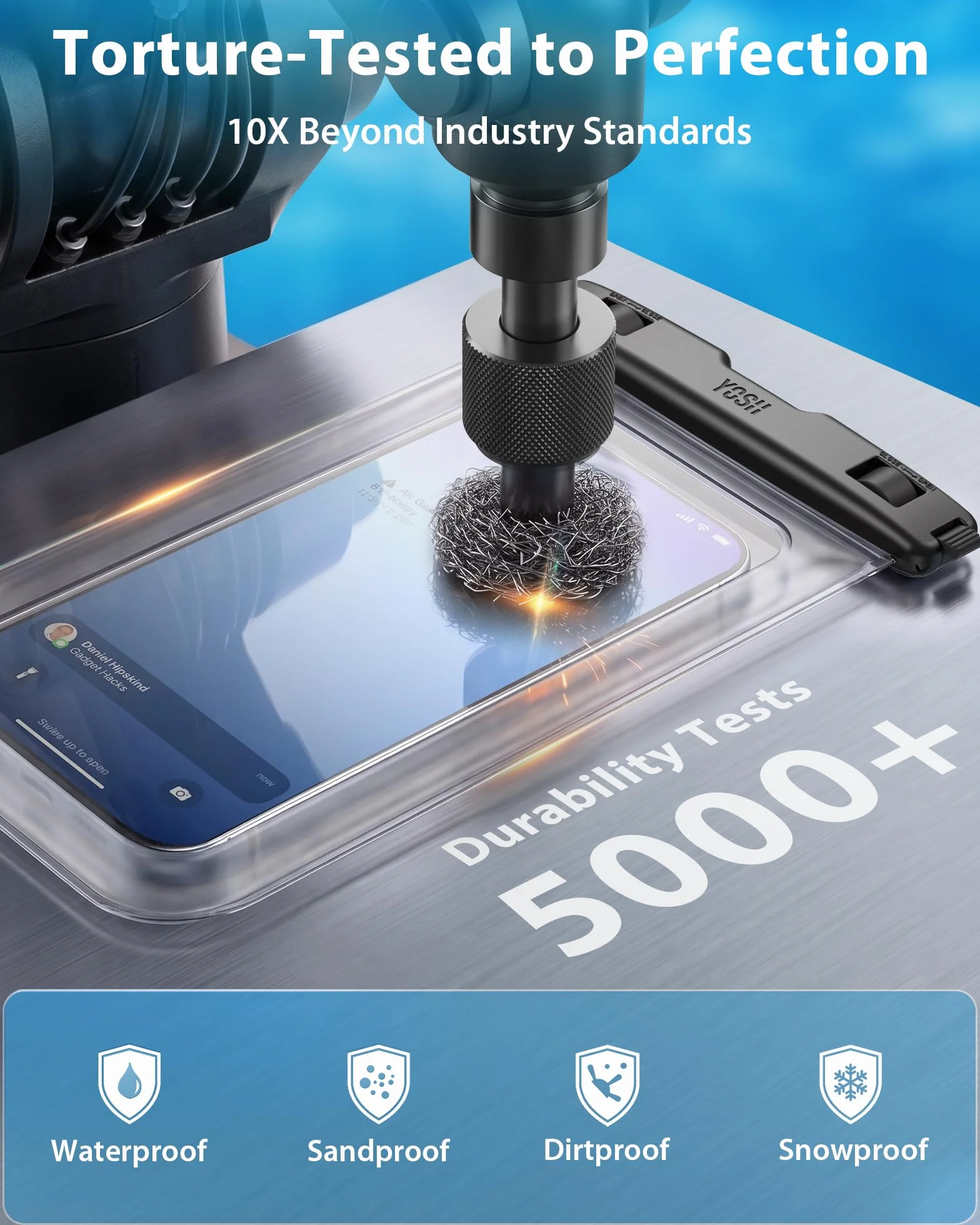 YOSH Wodoodporne etui na smartfona [2 sztuki], wodoszczelne etui na telefon, wodoodporne etui na smartfona iPhone 17 16 15, 14, 13, 12, 11 Pro, XR, Galaxy S26, S25, S24, S23, Ultra, przezroczyste