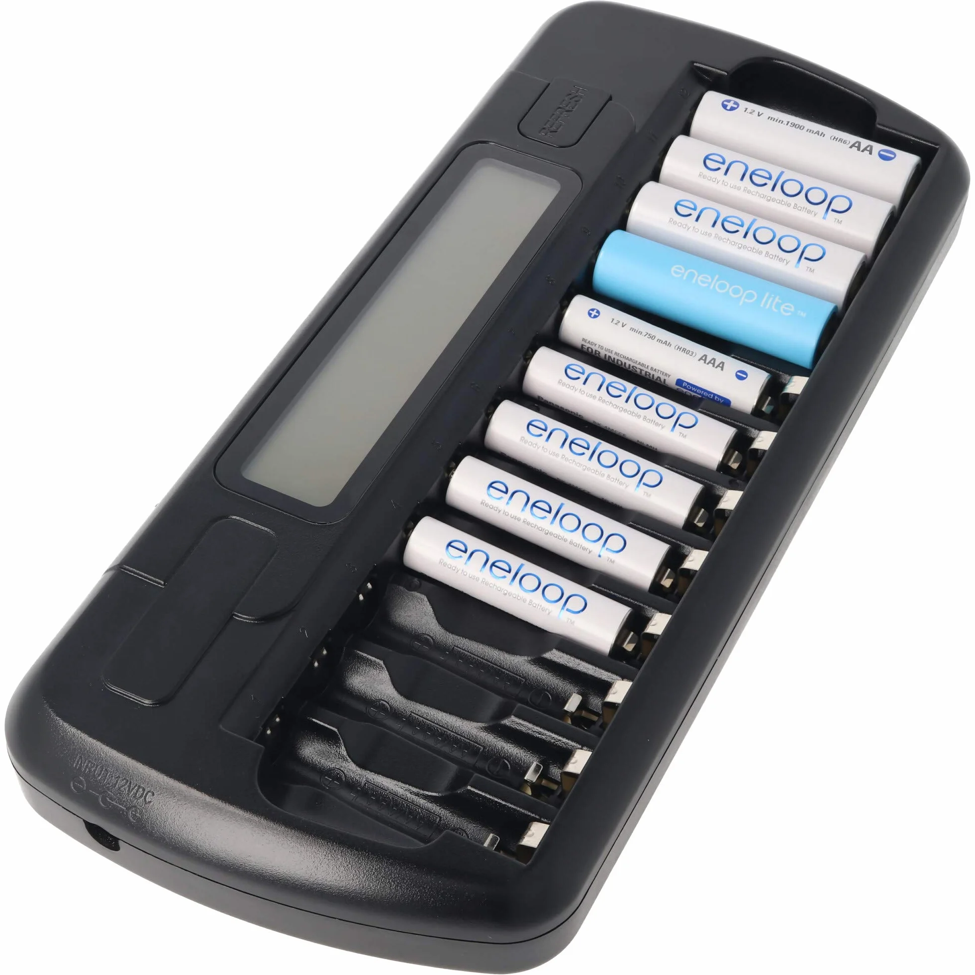 everActive NC-1200 sterowana mikroprocesorem ładowarka NIMH z wyświetlaczem LCD do 1-12 baterii AA/AAA