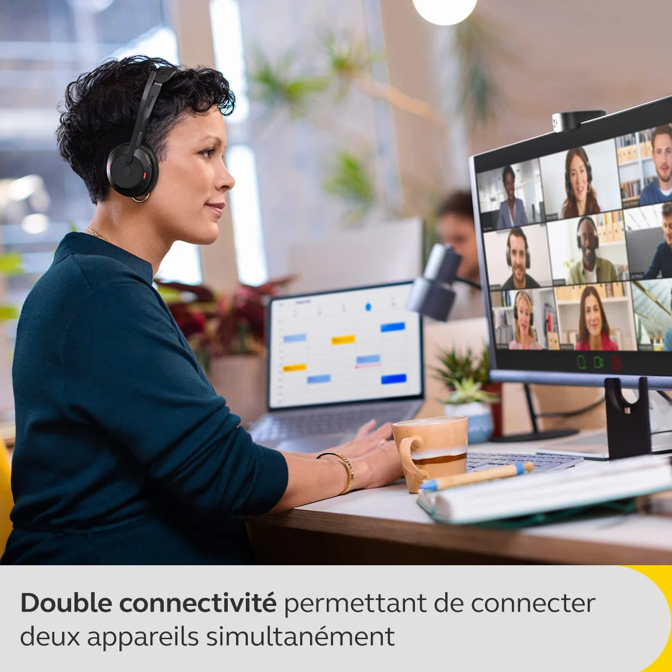 Jabra Evolve2 55 bezprzewodowy zestaw słuchawkowy stereo z podstawą ładującą, technologia Jabra Air Comfort, mikrofony z redukcją szumów i ANC - działa z platformami UC (Zoom, Google Meet) - czarny