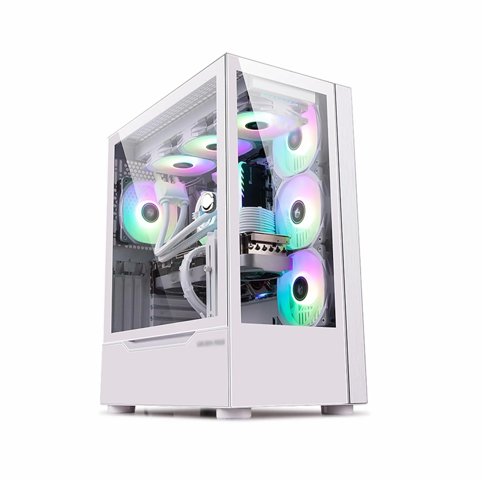 Obudowa Komputera Typu Mid-tower E-ATX, ATX, M-ATX, ITX, Panele Boczne Ze Szkła Hartowanego, Pionowy Uchwyt GPU Do Obudowy Komputera Stacjonarnego(White)