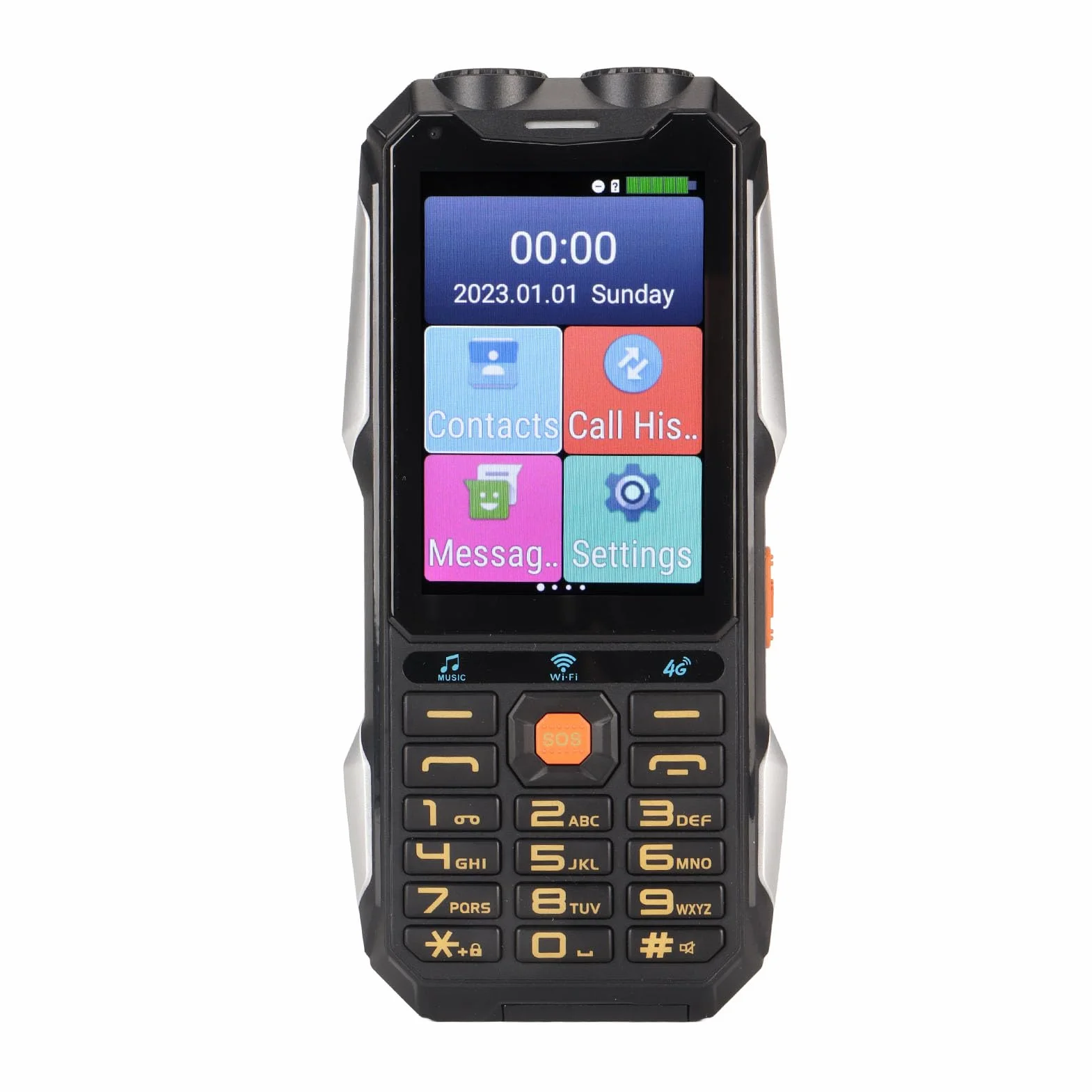 Wytrzymały Telefon Komórkowy dla Seniorów 4G, 4-calowy Ekran Dotykowy, WiFi, Duży Przycisk, Bateria 18000 MAh, Latarka LED, Głośny Dźwięk, Telefon z Szybkim Wybieraniem,7.0, dla