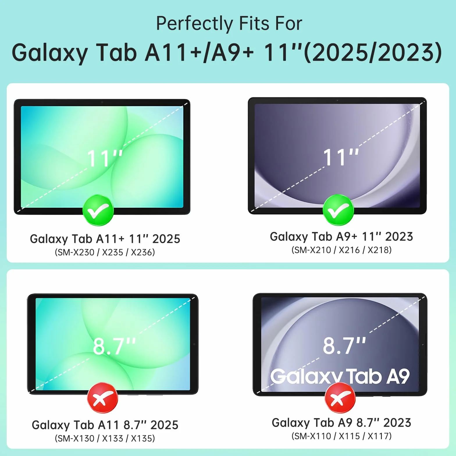 CoBak Etui Case do 11-calowego Samsunga Galaxy Tab A9 +/ A9 Plus 2023, wiele kątów widzenia, całkowicie nowe inteligentne etui ze skóry PU z funkcją automatycznego uśpienia (czarne)