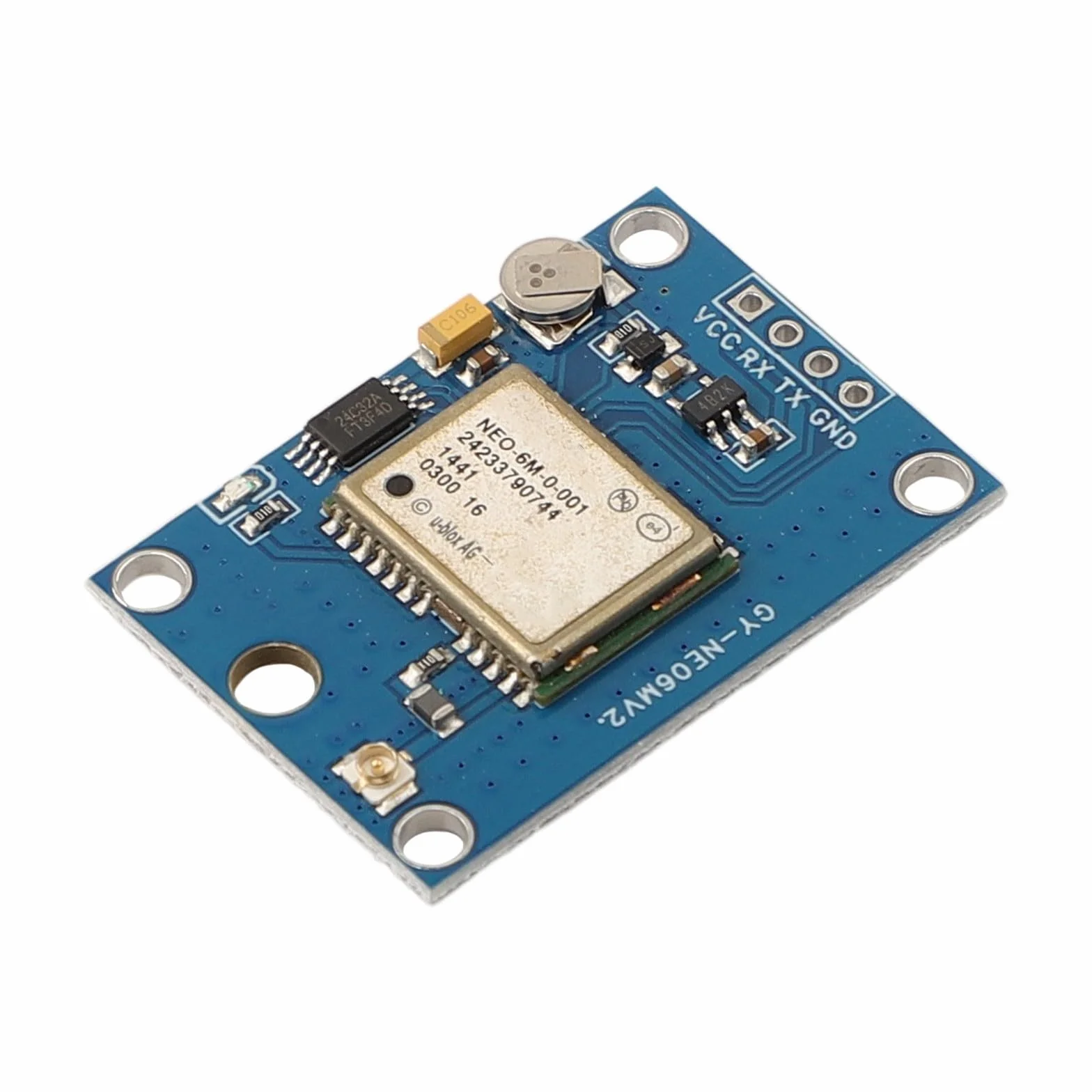 Moduł sterowania lotem, do Arduino, moduł GPS, NEO-6M 3V-5V, zasilacz z anteną, łatwy w instalacji, z baterią zapasową danych, wskaźnik sygnału LED
