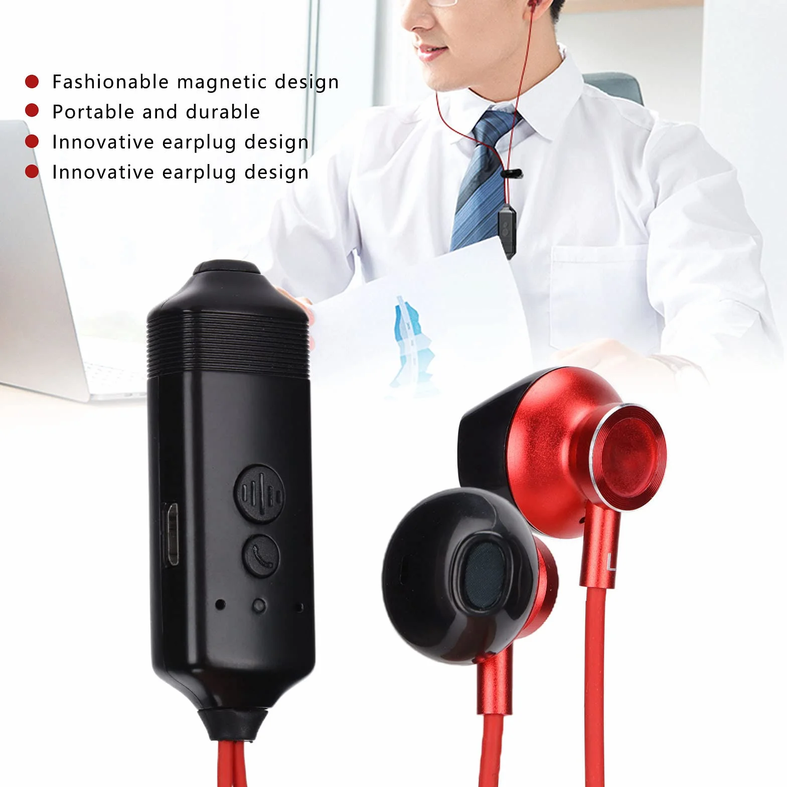 Zestaw Słuchawkowy do Nagrywania Rozmów Telefonicznych, Przenośne Słuchawki Bluetooth z Magnetyczną Konstrukcją, Monitorowanie Połączeń Głosowych dla Smartfona