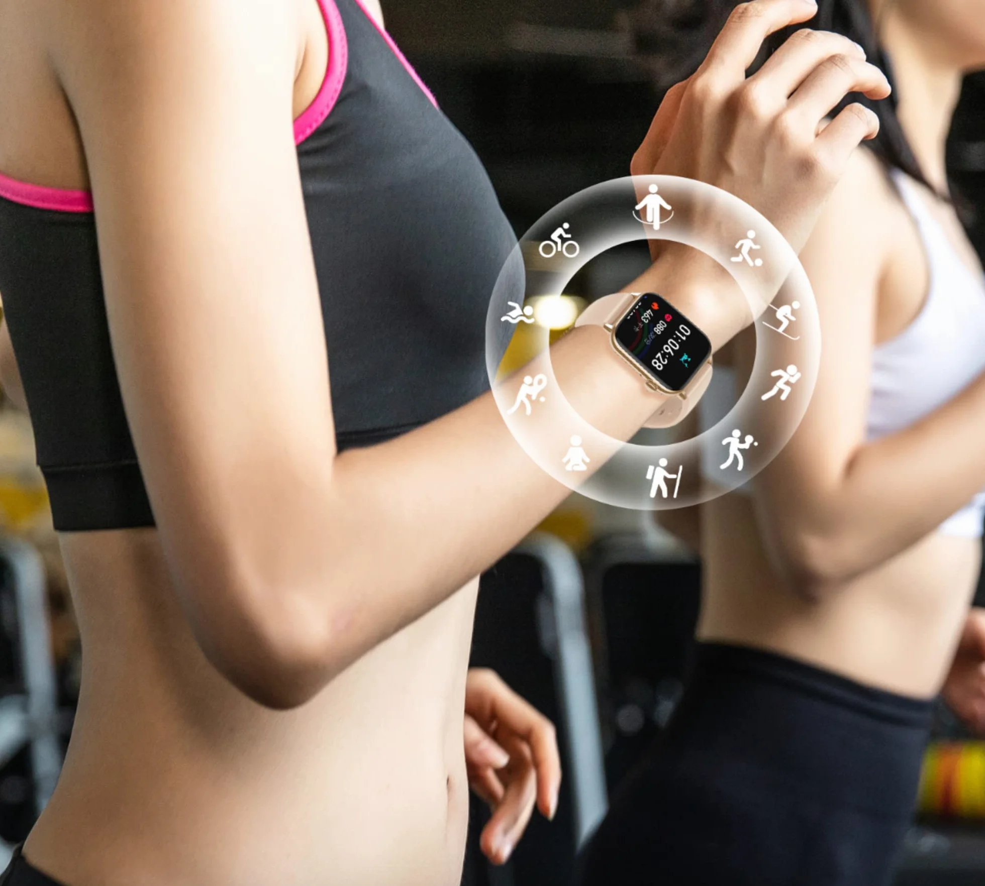 XWATCH Pro Elite S4, smartwatch, rozmowy, SMS, asystent głosowy, sport i zdrowie, mężczyzna, kobieta, dziecko, autonomia 7 dni... (różowa sportowa bransoletka)