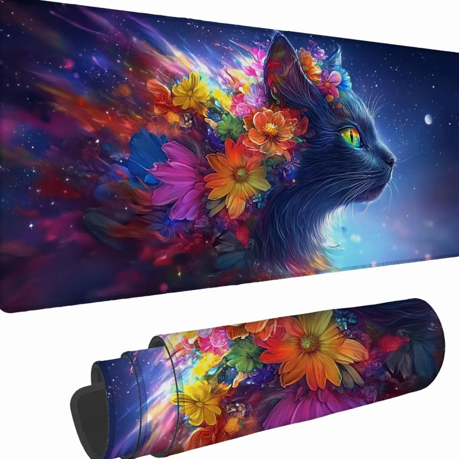 Gamingowa podkładka pod mysz 1200 x 600 x 3 mm, XXL, wodoszczelna, odporna na ścieranie, z przyszytymi krawędziami, niebieska, podkładka na biurko, poprawia prędkość i precyzję pod laptopa, komputer