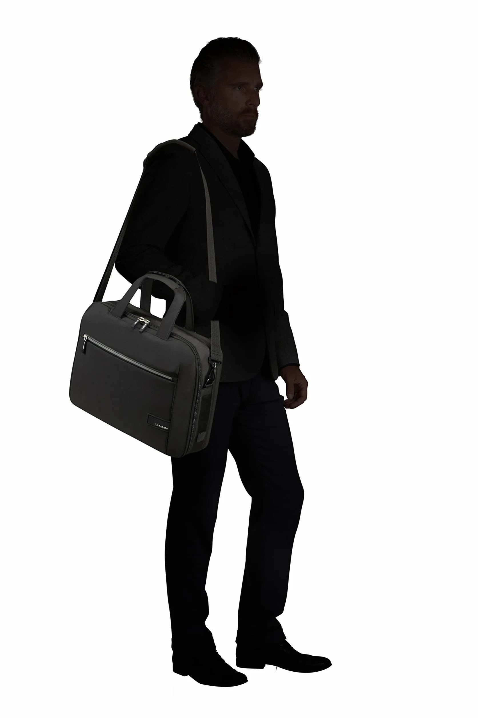 SAMSONITE LITEPOINT - Rozszerzalna torba laptopa 15,6 cala, 40,5 cm, 17,5/22 L, czarny (czarny)