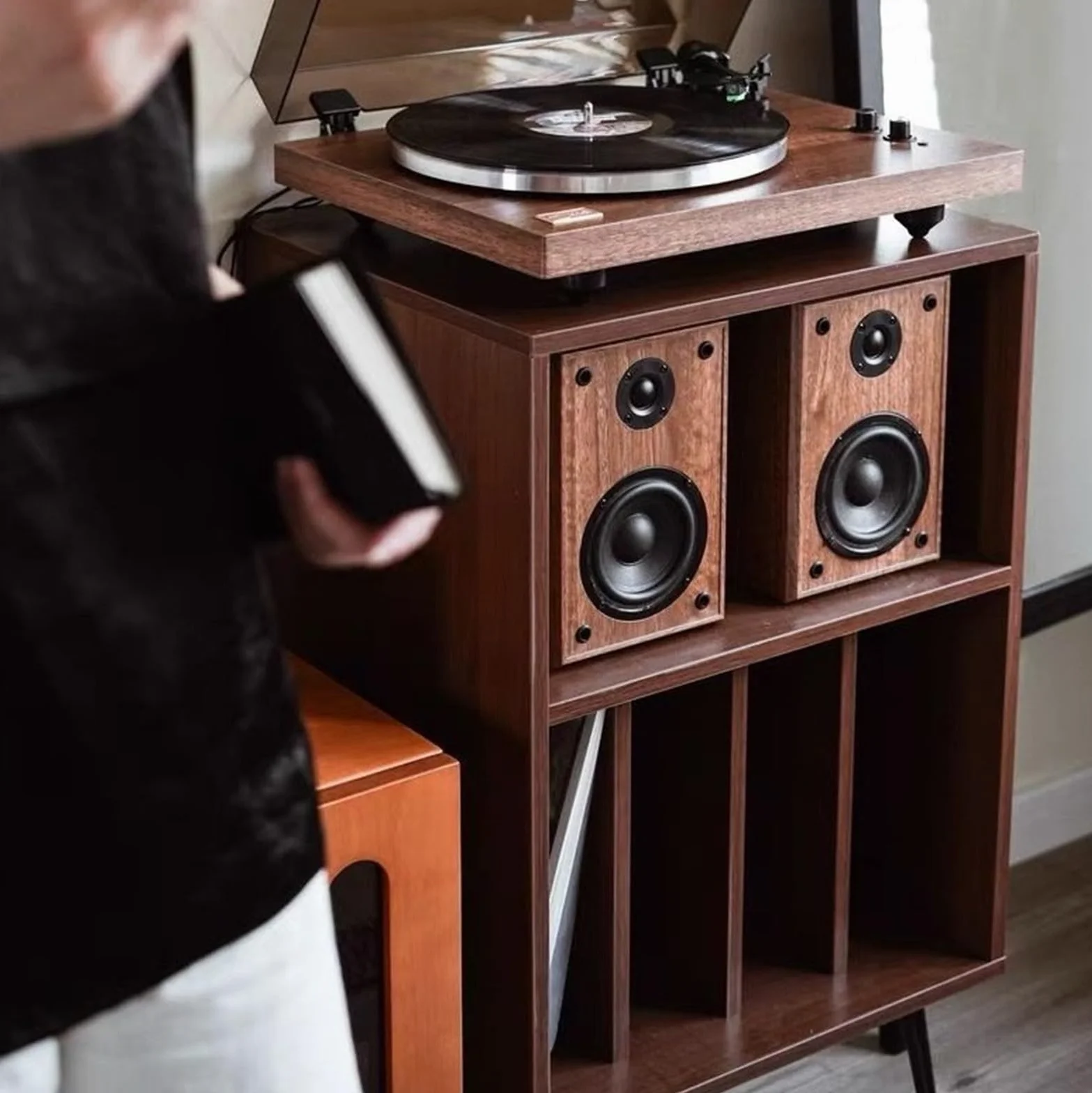 Stojak Płyty Winylowe Stojak Na Gramofon W Stylu Vintage, Szafka Płyty Winylowe, Stół Do Salonu I Biura Uchwyt