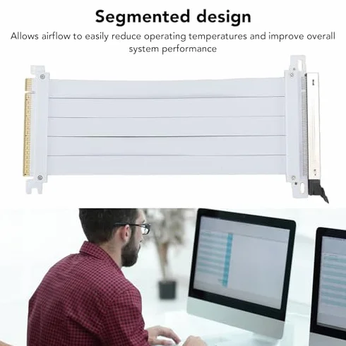 Kabel Pionowy PCIE 5.0 X16, Karta Graficzna PCIE 5.0 X16 o Szybkości 128 Gb/s, Elastyczny Kabel Przedłużający do Pionowego Montażu Karty Graficznej, Kompatybilny z