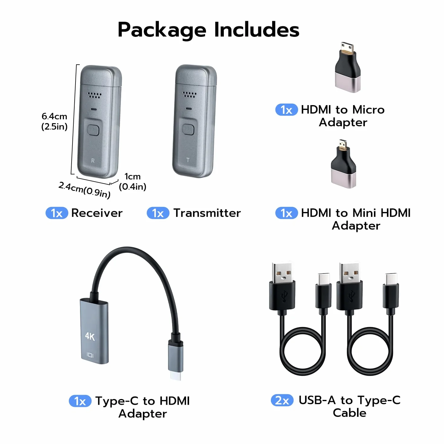 Wigearss Bezprzewodowy nadajnik i odbiornik HDMI, 1080p @ 60 Hz, 5G/2,4 G, Dual Band o zasięgu 30 m, Plug & Play przedłużacz HDMI do laptopa/komputera/aparatu do telewizora/projektora