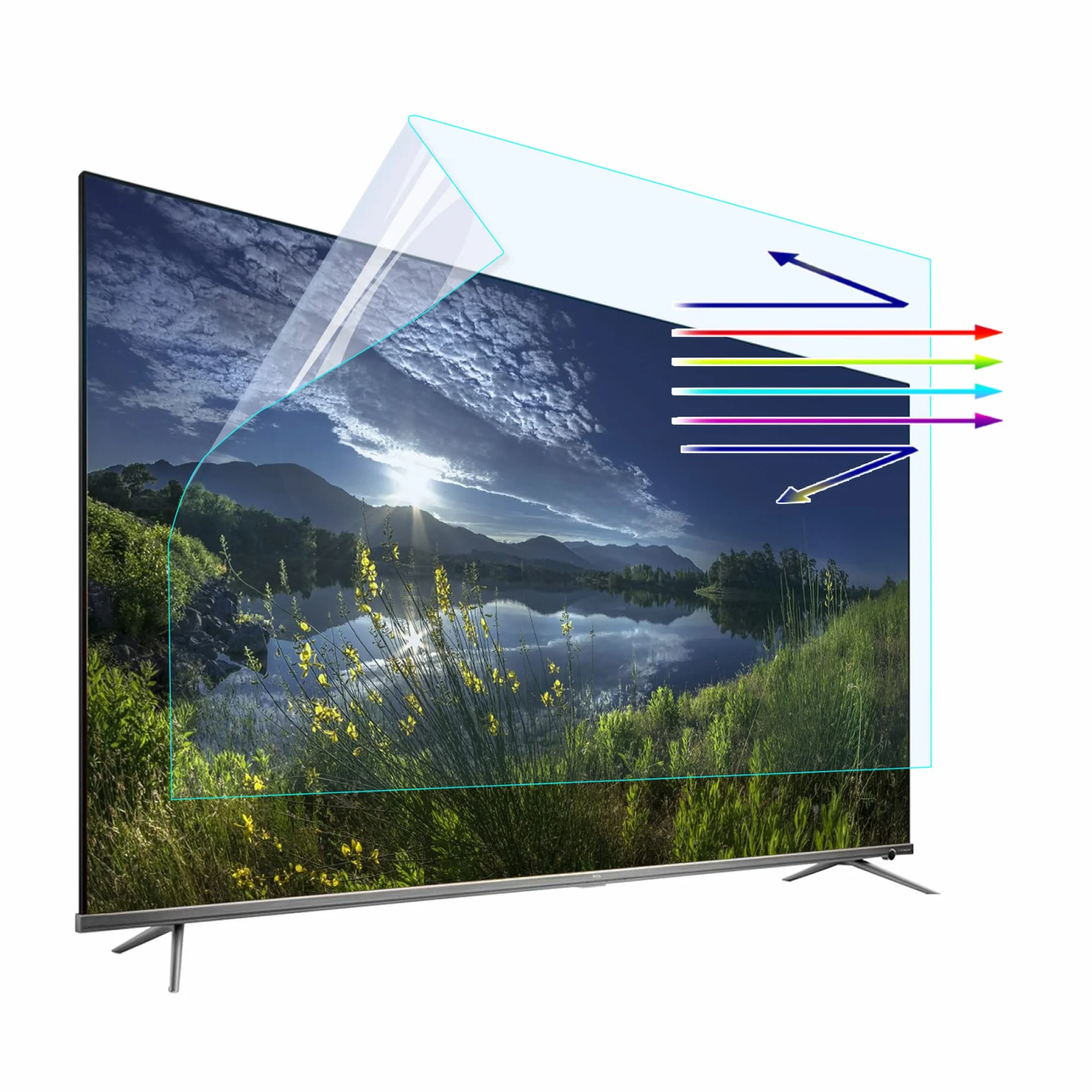 Osłona ekranu, Ochraniacz ekranu telewizora z przeciwodblaskowym wyświetlaczem LCD AntiBlue Light Matowa i ultraprzezroczysta folia chroniąca oczy(50in 1101x620mm)
