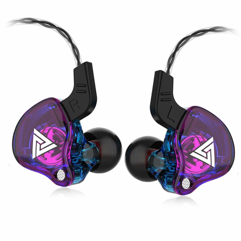 Słuchawki douszne do gier z mikrofonem, uniwersalne 3,5 mm HiFi sportowe słuchawki douszne do biegania z mikrofonem, zestaw słuchawkowy muzyczny (z mikrofonem, fioletowe)