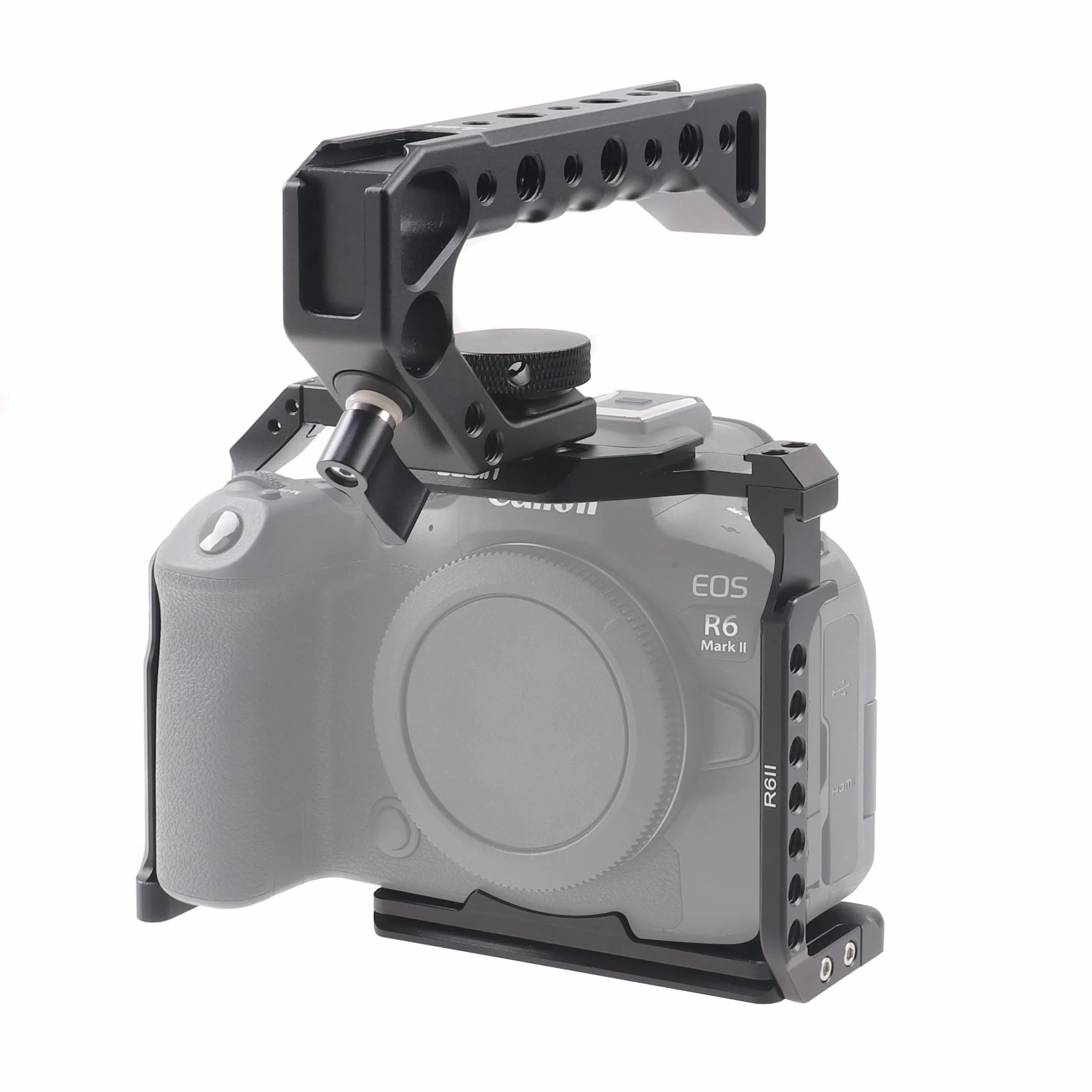 FOTGA Klatka na aparat Canon EOS R6 Mark II, górny uchwyt, ze stopu aluminium, video vlogging, kamera rig, z płytką do szybkiego montażu do Arca Swiss Standard