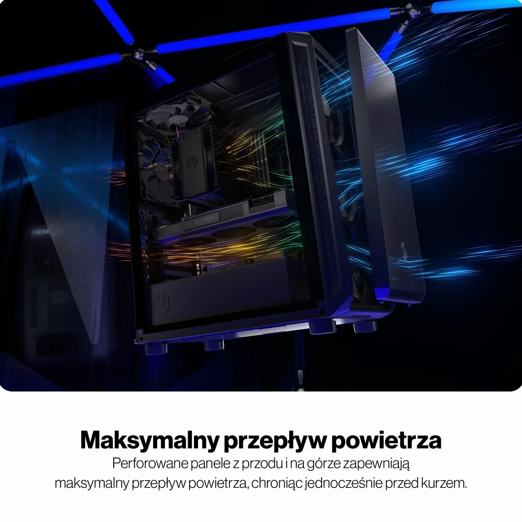 ENDORFY Arx 500 Air Obudowa PC ATX z Hartowanym Szkłem | 5x Stratus 140 PWM, Mesh Front i Top, USB C, Obsługa Chłodnic 360 mm, GPU do 350 mm, Czarna