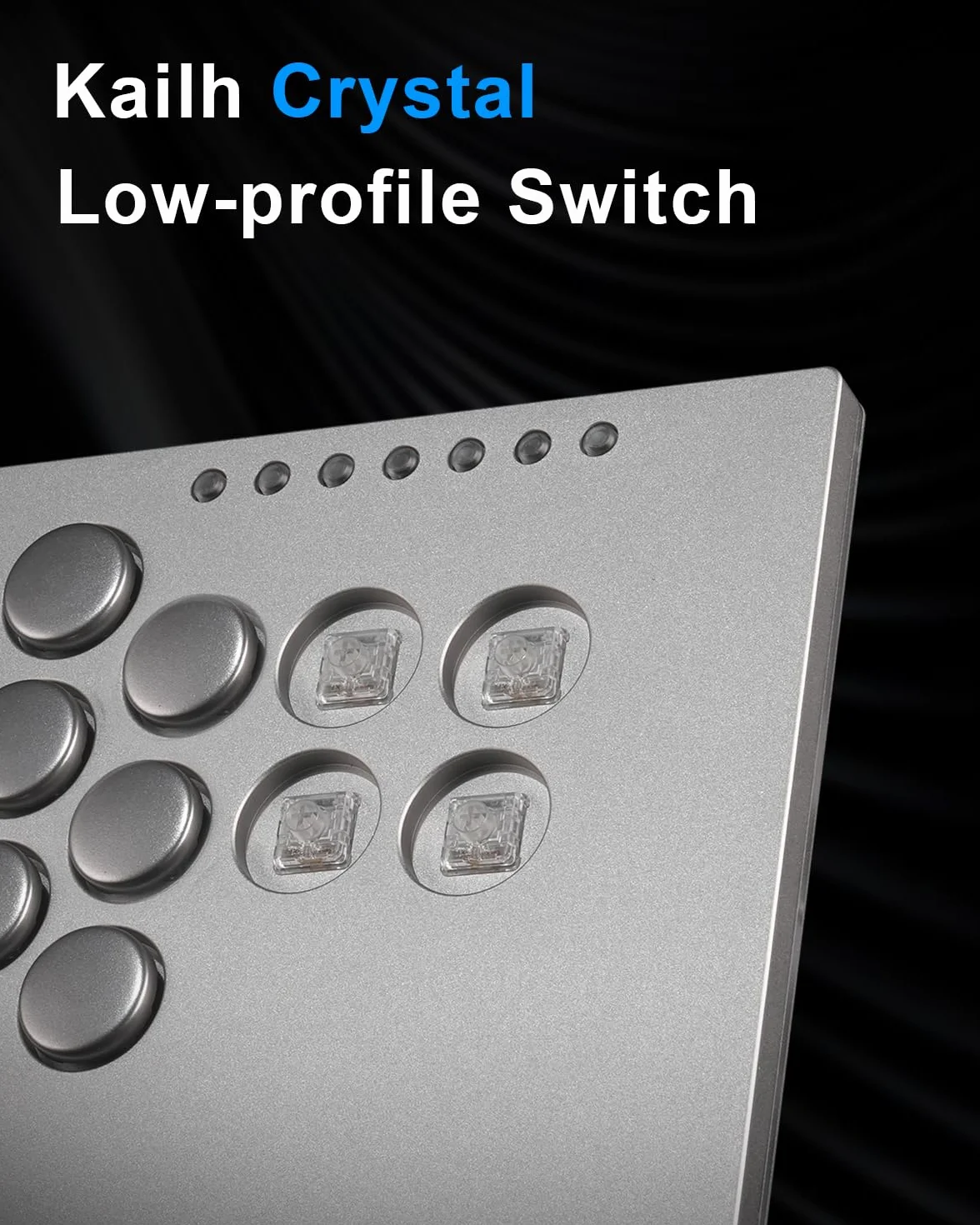 SIXSIR M16+ duży i cienki gamepad zręcznościowy ze stopu aluminium, niskoprofilowe przełączniki kryształowe, niestandardowy kontroler RGB bez dźwigni do komputerów PC/PS4/PS3/Switch (szary)