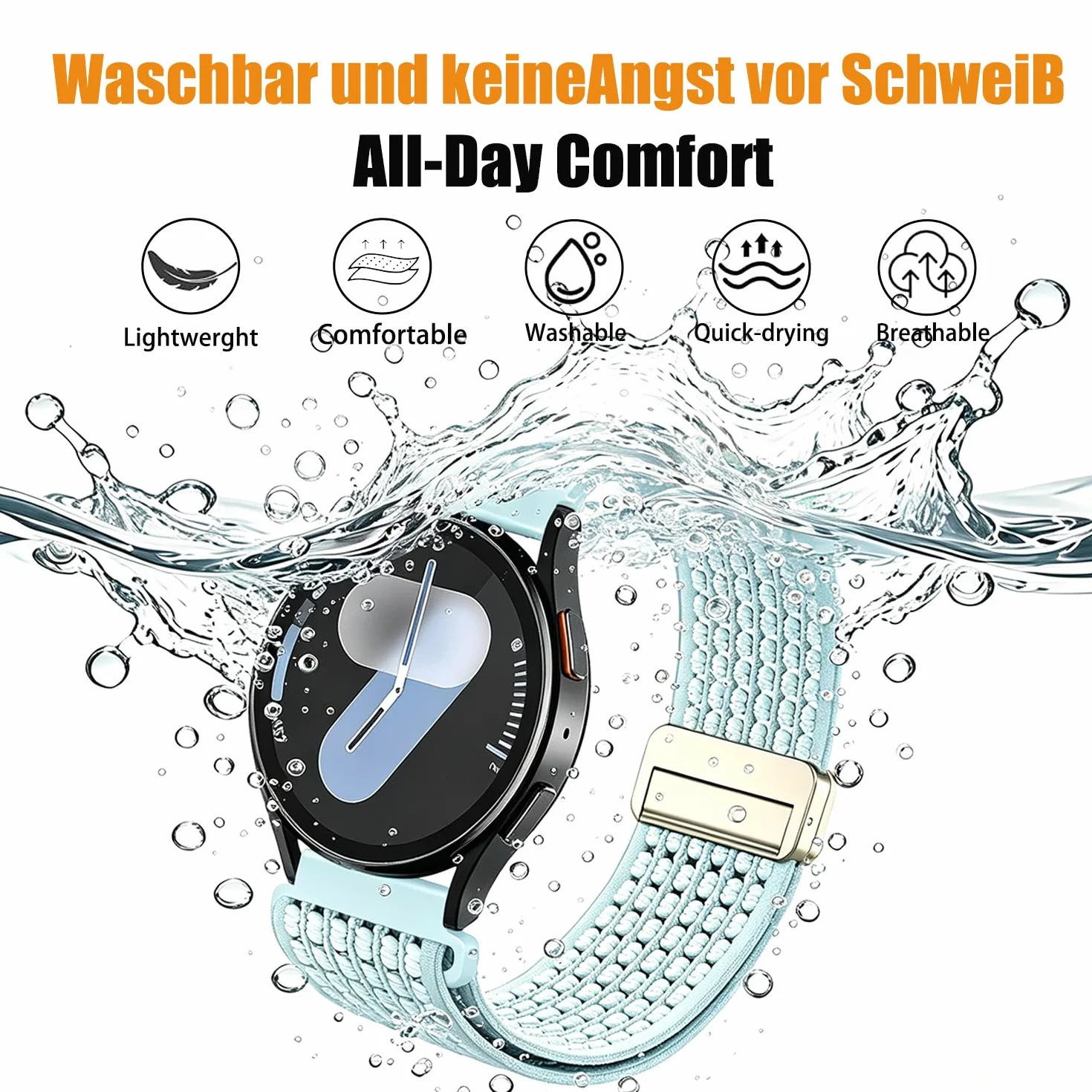 18mm 19mm 20mm 22mm Elastyczny nylon Pasek zegarka Garmin/ID205L/Galaxy/Amazfit/Huawei/Coros,oddychający magnetyczny Nylon sport Pasek