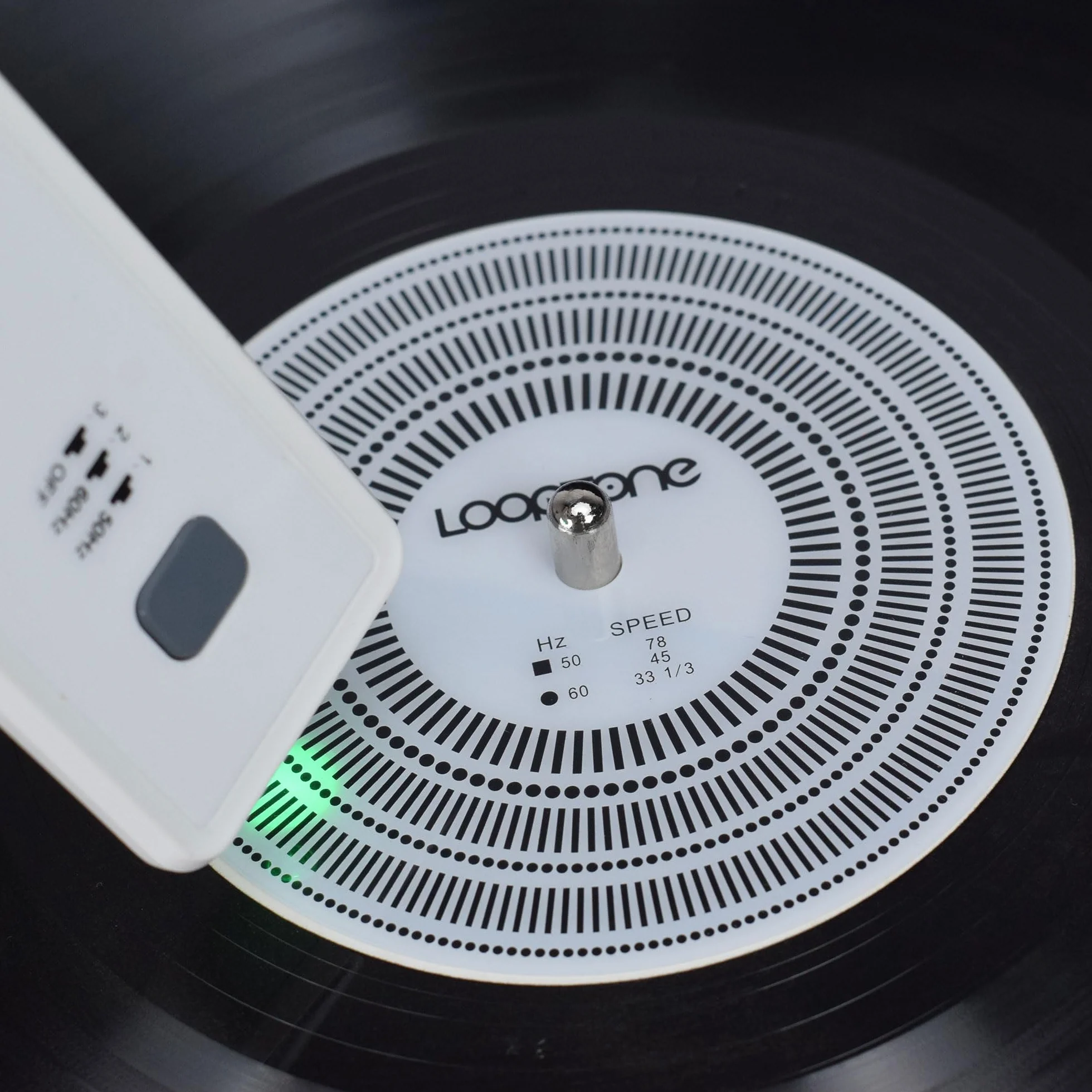 LoopTone Gramofony winylowe LP, tarcza obrotomierza i światło stroboskopowe, profesjonalny dysk testowy prędkości do kalibracji rekordów i wykrywania prędkości obrotowej, pomiar 50/60 Hz,