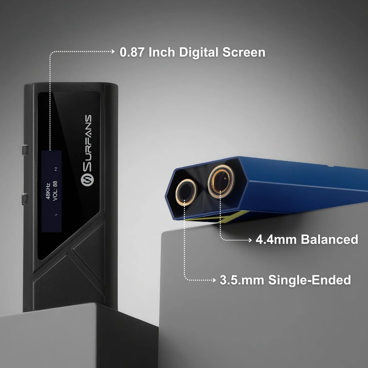 Surfans X10 przenośny wzmacniacz słuchawkowy, adapter audio USB-C Hi-Res z ES9028Q2M + ES9603Q, 522 mW Balanced Output, PCM 384 kHz/32bit DSD256, 3,5 mm i 4,4 mm, do systemów Android/iOS/PC/Mac