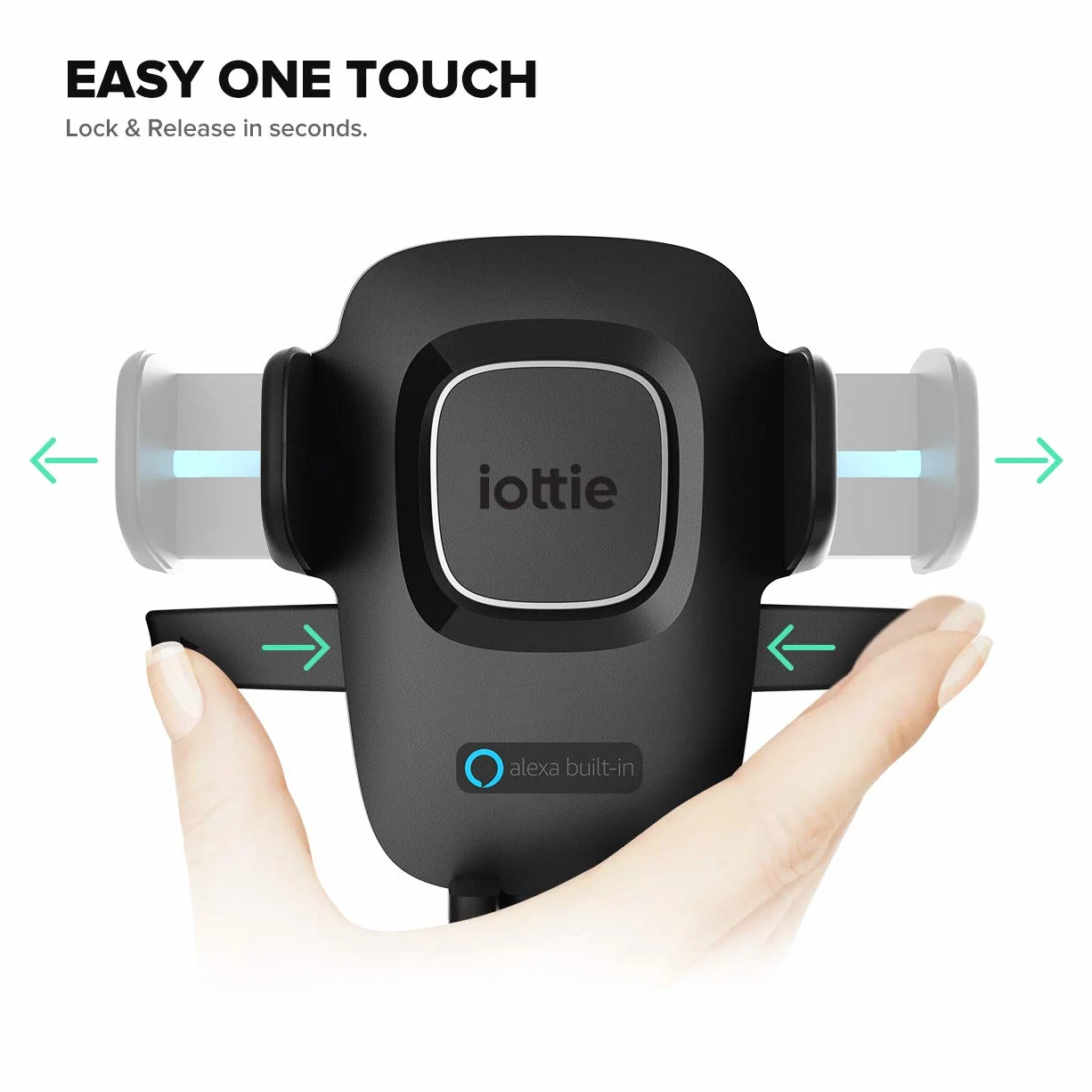 iOttie Easy One Touch Connect Pro (nowy) - Gen 2 - Alexa bez użycia rąk w samochodzie - uchwyt samochodowy na telefon z wbudowaną Alexą dla iOS i Android, certyfikat MFi, uniwersalny