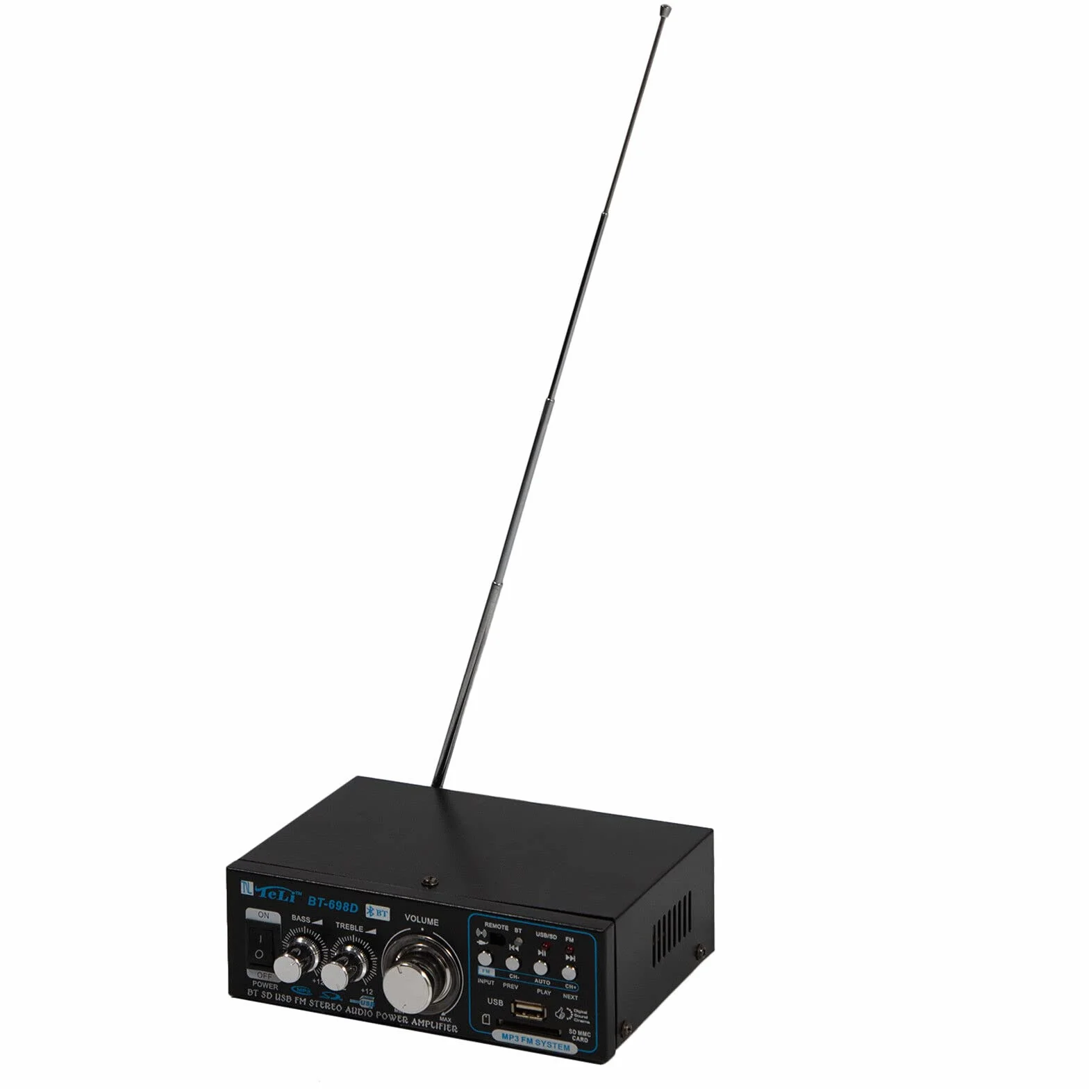 Wzmacniacz stereo HiFi Bluetooth, 2 kanały FM, cyfrowy wzmacniacz dźwięku, wzmacniacz audio, wzmacniacz stereo, pełny wzmacniacz, wejście na kartę SD/USB