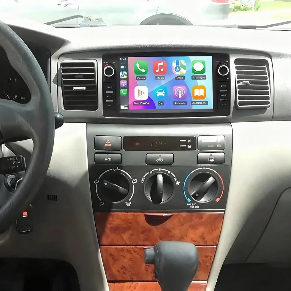 4+64G Android Double Din Radio dla Toyoty Corolla 2000-2006 z bezprzewodowym Carplay Android Auto, 7-calowym ekranem dotykowym, nawigacją Bluetooth, kamerą cofania AHD, GPS, WiFi, FM RDS SWC