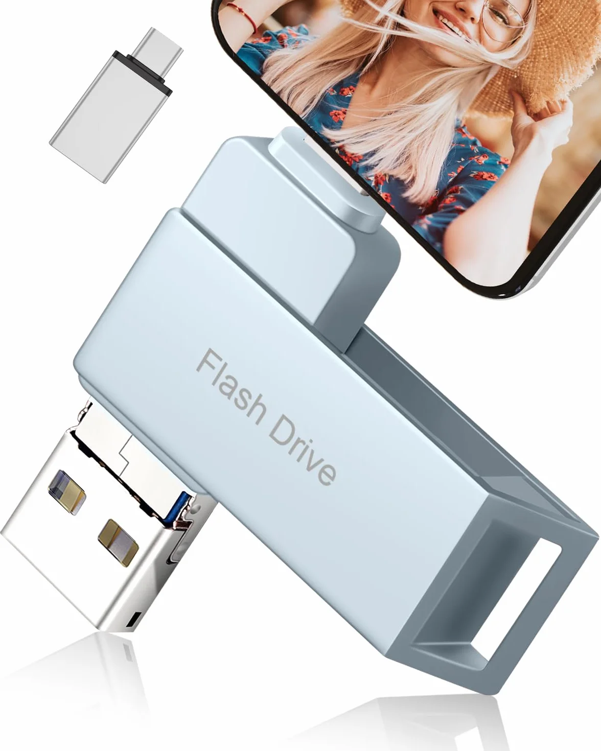 Pamięć USB do telefonu 256 GB, pamięć USB do telefonu zewnętrzna pamięć 3 w 1 USB C pamięć do zdjęć pamięć USB 3.0 dysk flash do telefonu/pad/OTG Android/Mac/PC, filmy/zdjęcia/dokument, szary