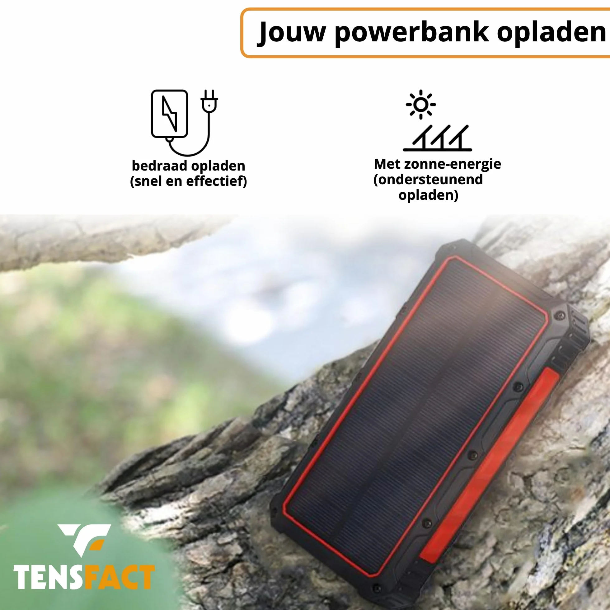 Solar Powerbank 36000 mAh bezprzewodowa ładowarka - Powerbank Solar - USB & USB-C - czerwona