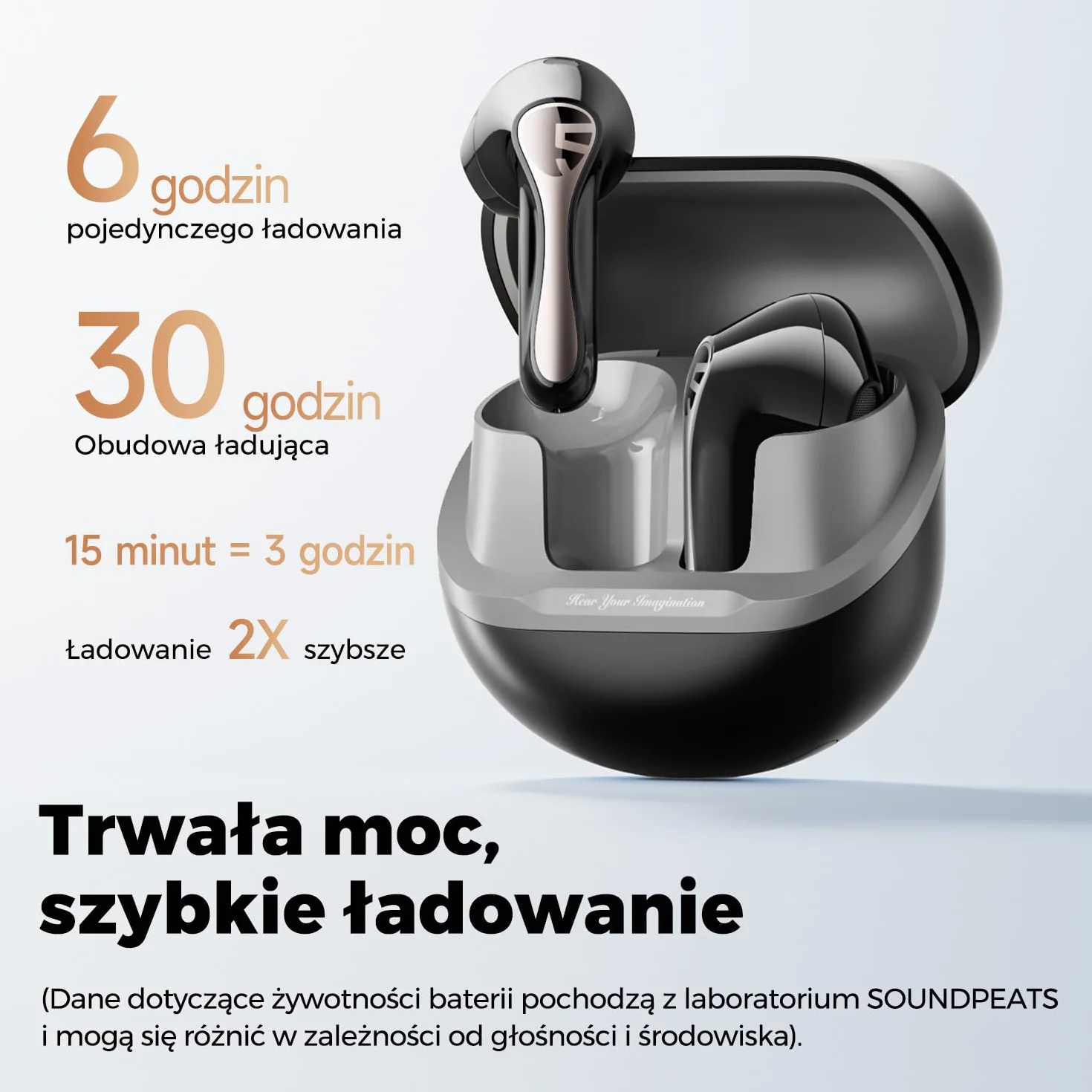 SoundPEATS Air5 Lite Bezprzewodowe słuchawki douszne o wysokiej rozdzielczości, słuchawki Bluetooth 5.4 z 4 mikrofonami, słuchawki LDAC Półuszne dźwięk stereo, 30 godz., Kontrola aplikacji