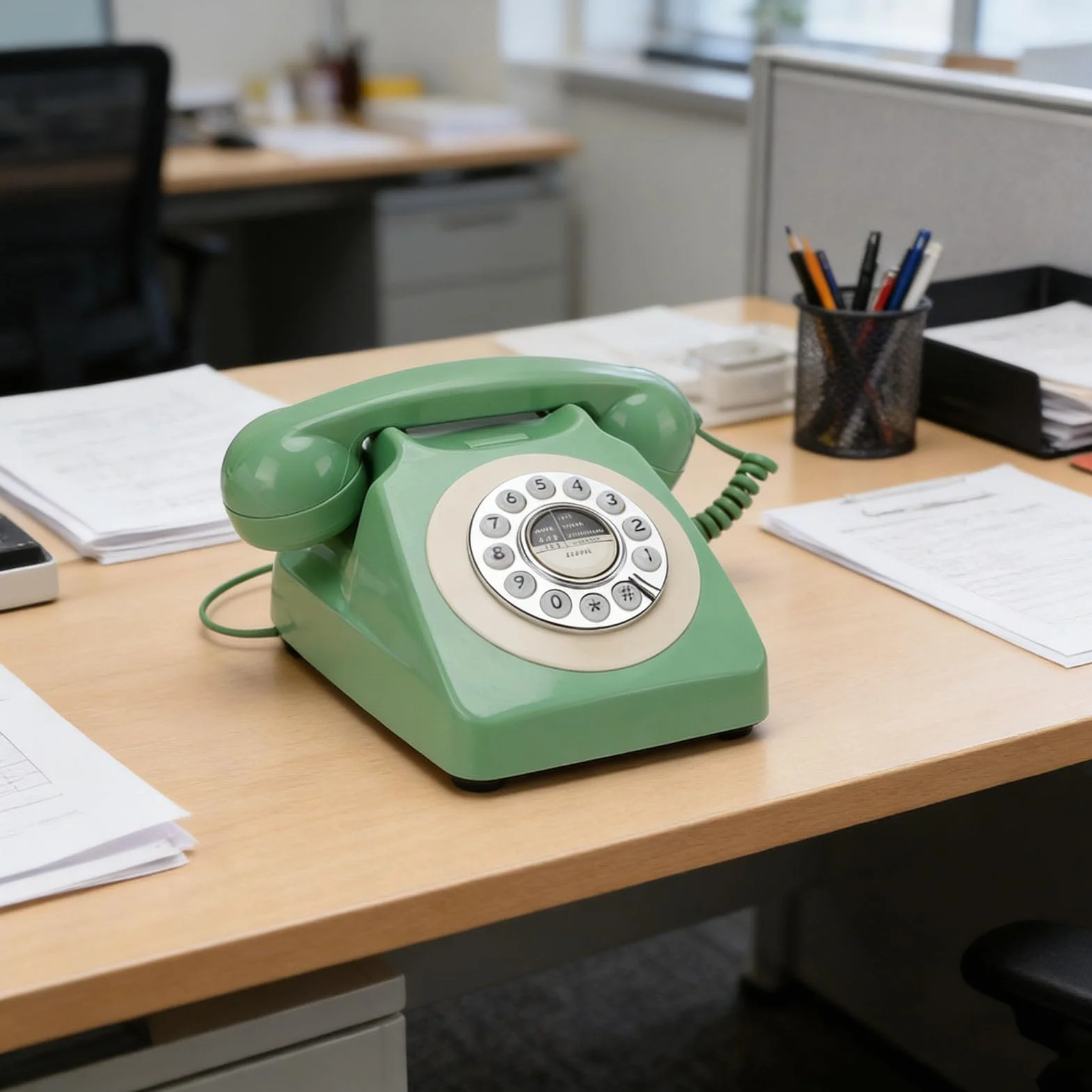 Tosuny Telefon Stacjonarny w Stylu Retro, Klasyczny Przewodowy Telefon Stacjonarny z możliwością Ponownego Wybierania, Przełączanie Impulsowe/tonowe, Nie Wymaga Baterii, do Domowego Biura