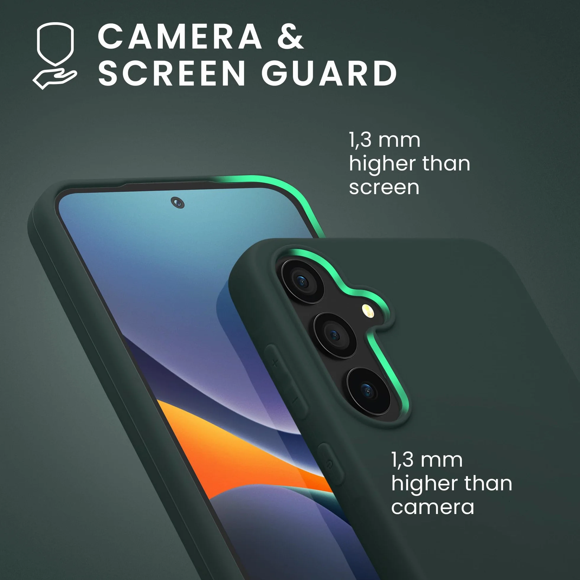 kwmobile Etui do Samsung Galaxy A55 5G Etui - Ultra cienki TPU i silikon z podniesionymi krawędziami zapobiegającymi upadkowi - Zielony mech