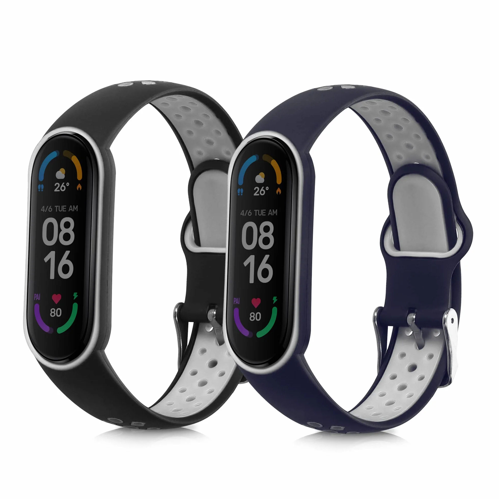 kwmobile 2 x pasek TPU silikonowa klamra kompatybilna z Xiaomi Mi Smart Band 6 / Mi Band 6 / Band 5 Pasek - paski 15,5-22 cm, L, silikon TPU