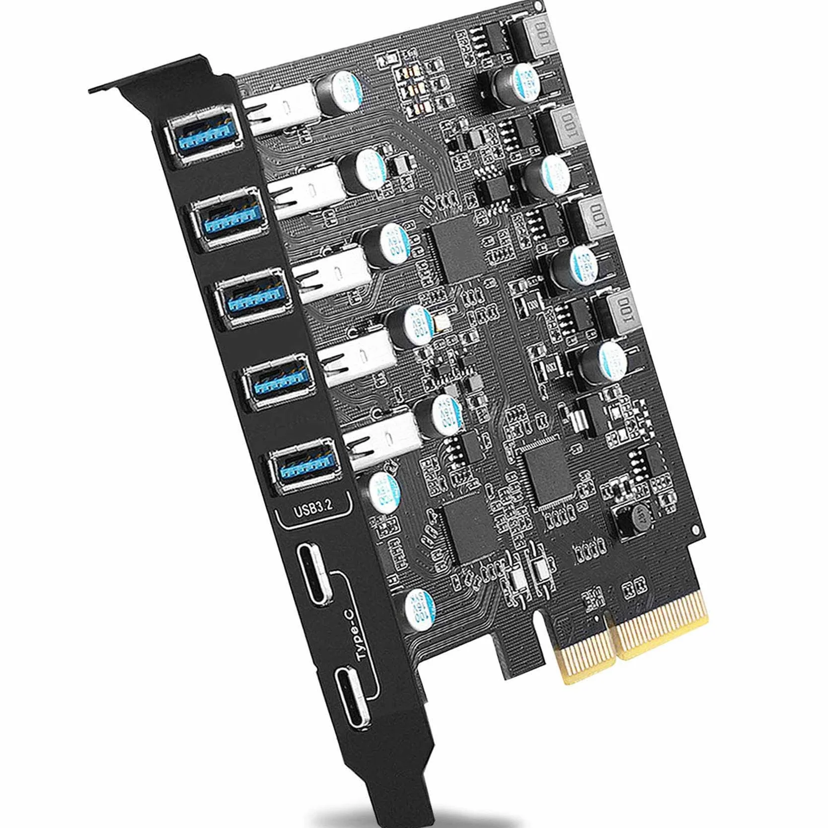 PCIe USB 3.2/3.1 Gen 2 karta 7 portów (2 USB C, 5X Type A) karta rozszerzeniowa z portem wewnętrznym 10 Gbps do Windows 10/8/7/XP i Mac OS 10.8.2 Above