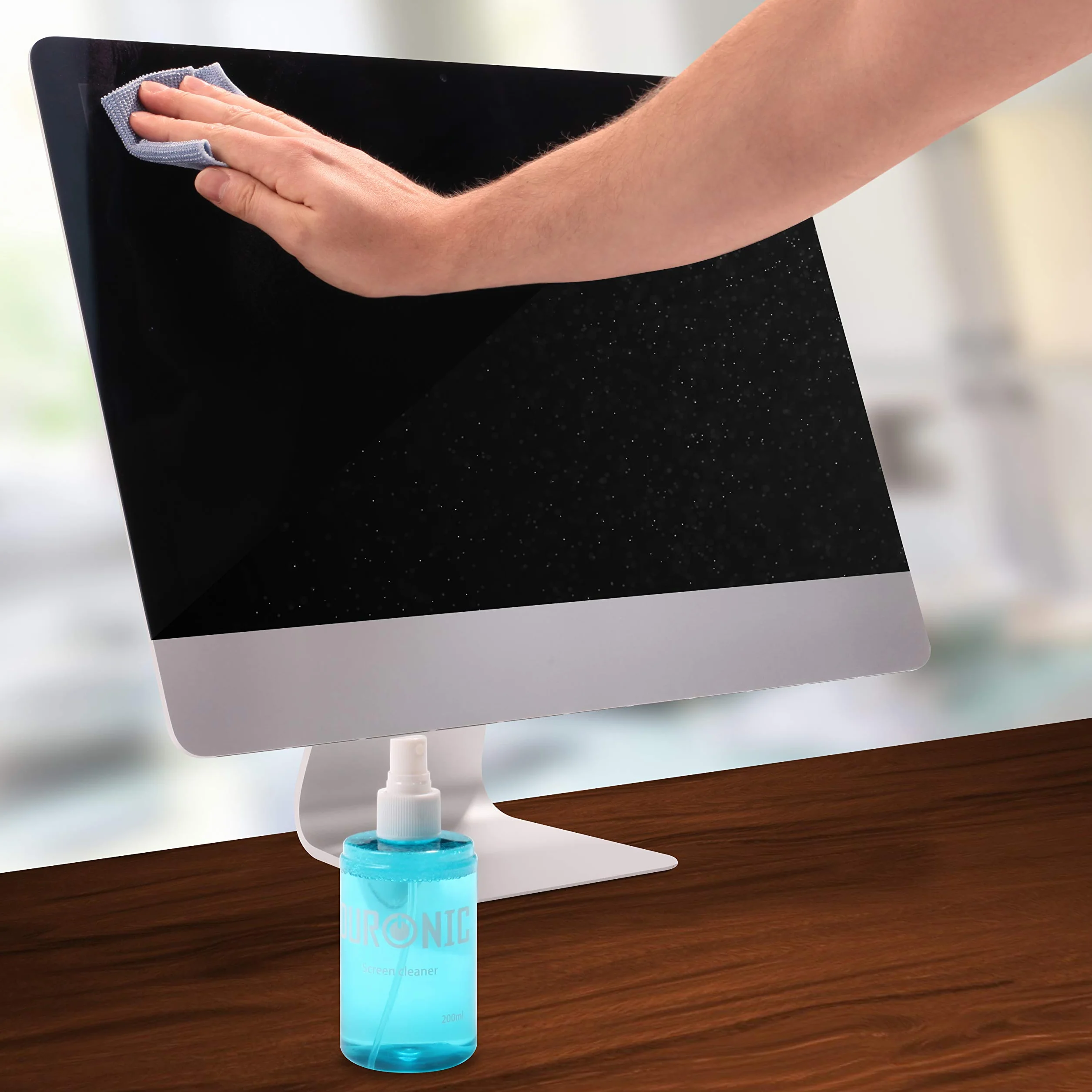 Duronic SCK101 Spray do czyszczenia 200 ml do wyświetlaczy LCD TFT LED plazmowy OLED 4K TV iPad Smartphone do laptopów i obiektywów aparatu i okularów - zestaw w sprayu i ściereczka z mikrofibry