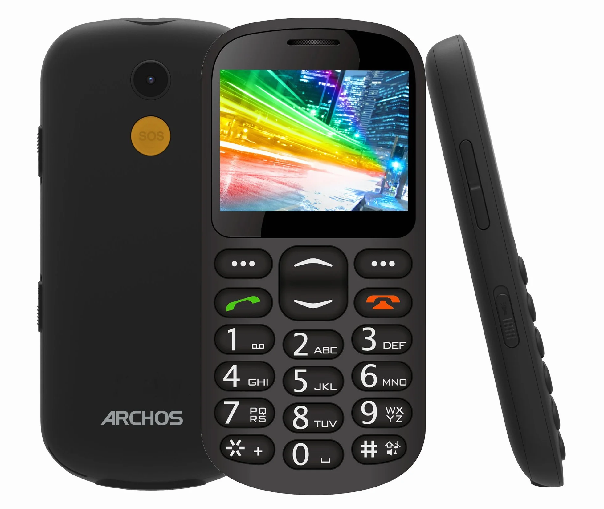 Archos Senior telefon: 2,33 cala, czarny, BT, przycisk SOS, kamera tylna, stacja dokująca (503339)