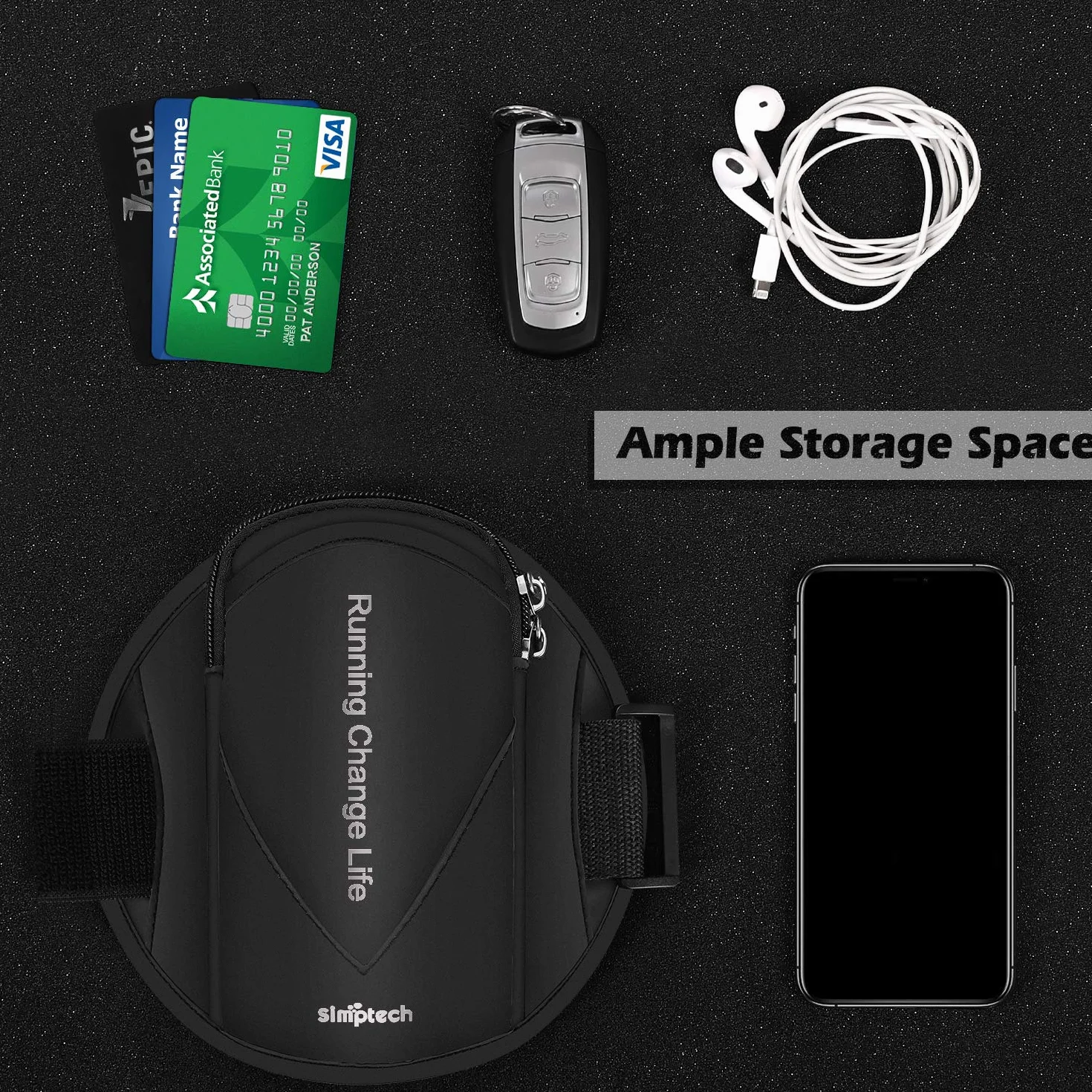 Simptech Sportowa opaska na telefon komórkowy wodoodporna kieszeń na telefon iPhone 14/13/Pro Max/Plus/Mini/12/11/SE/XR