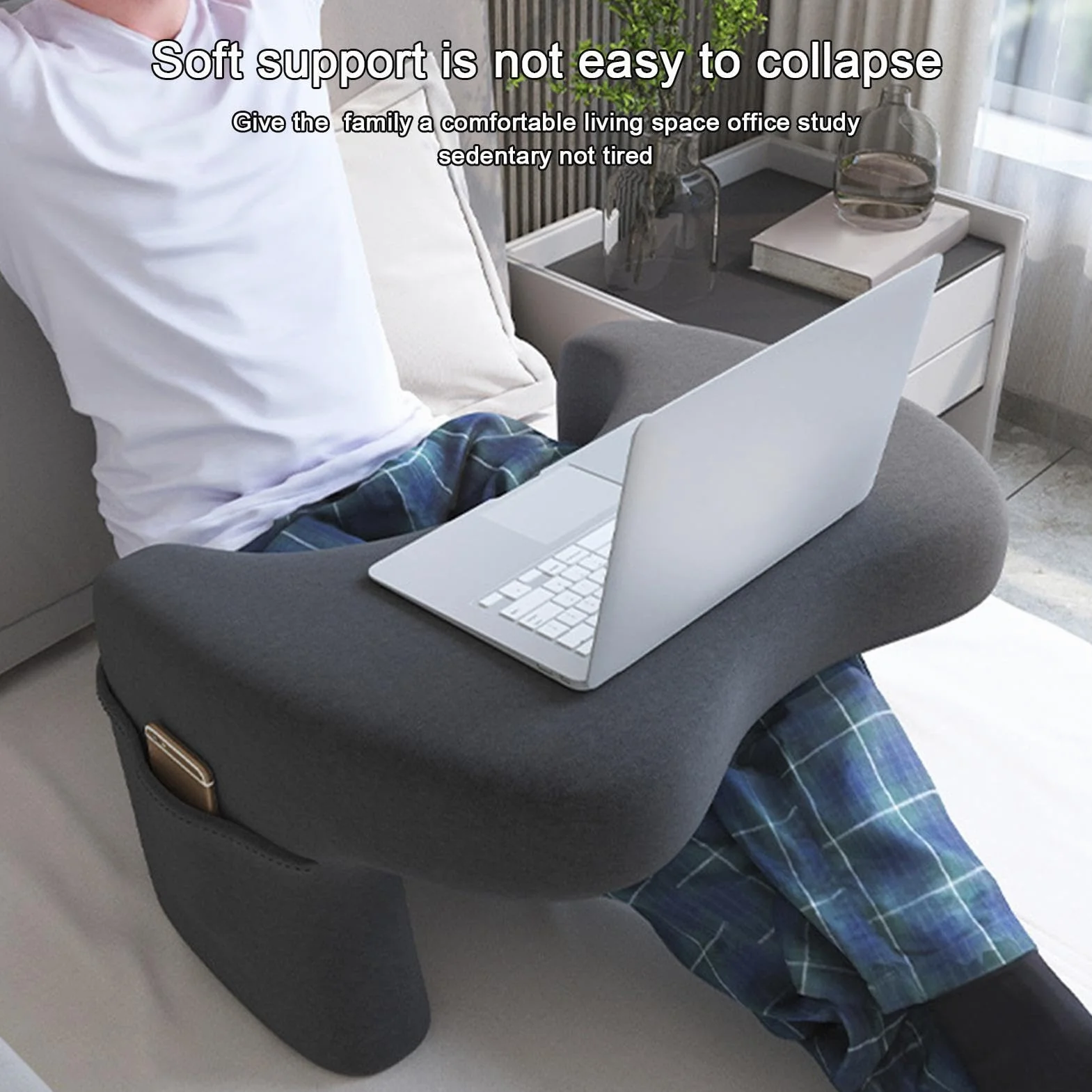 Poduszka na laptopa do łóżka, poduszka na stół komputerowy, z kieszeniami | biurko komputerowe, do czytania książek, , kanapy, wewnątrz, mieszkanie