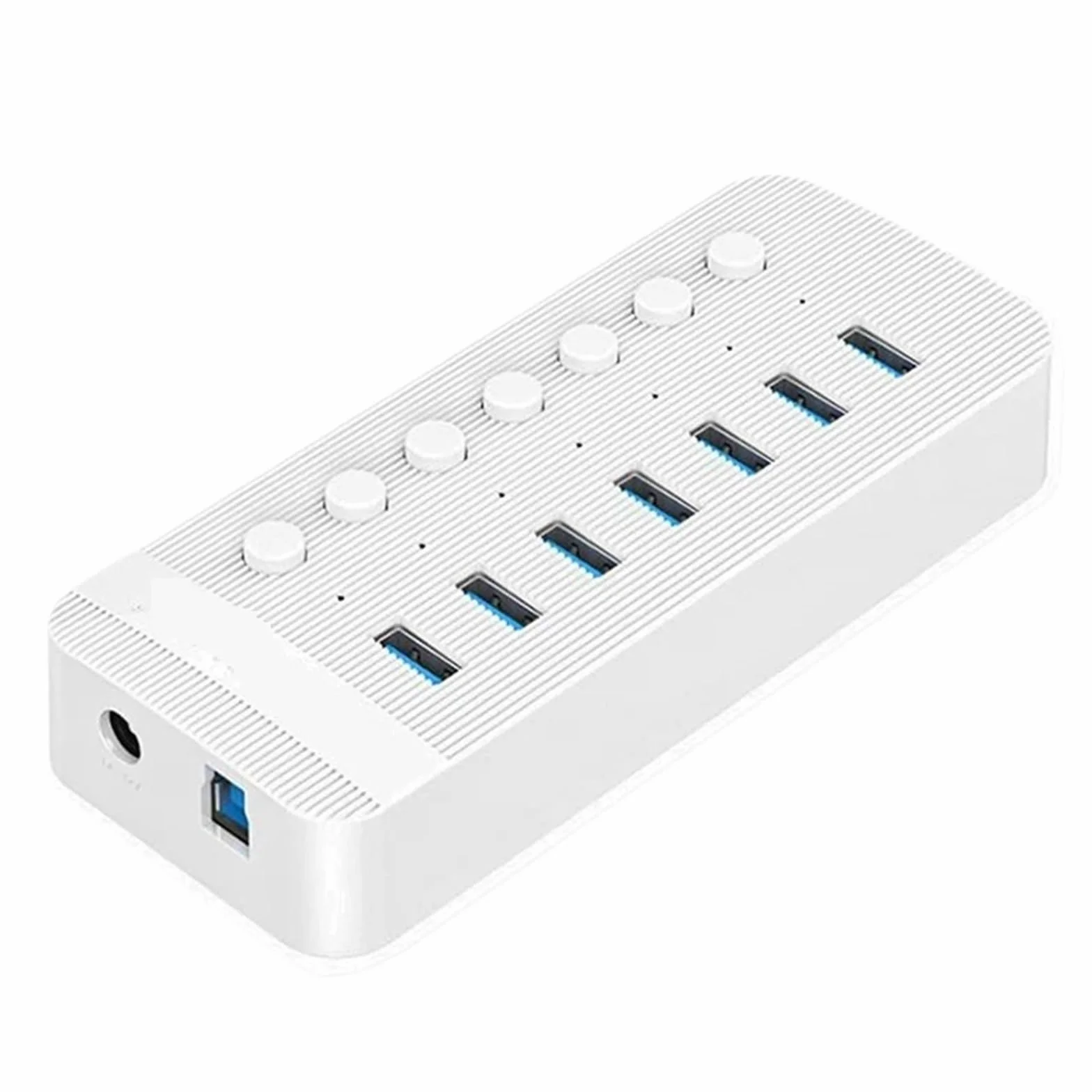 Stacja ładująca USB Wieloportowy Rozdzielacz Koncentratora Zasilany Przez USB Włącznik/wyłącznik Stacja Dokująca Kilka Gniazd USB 3.0 Ładowarka Wiele Adapterów Listwy Zasilającej(Color:White 7 USB)