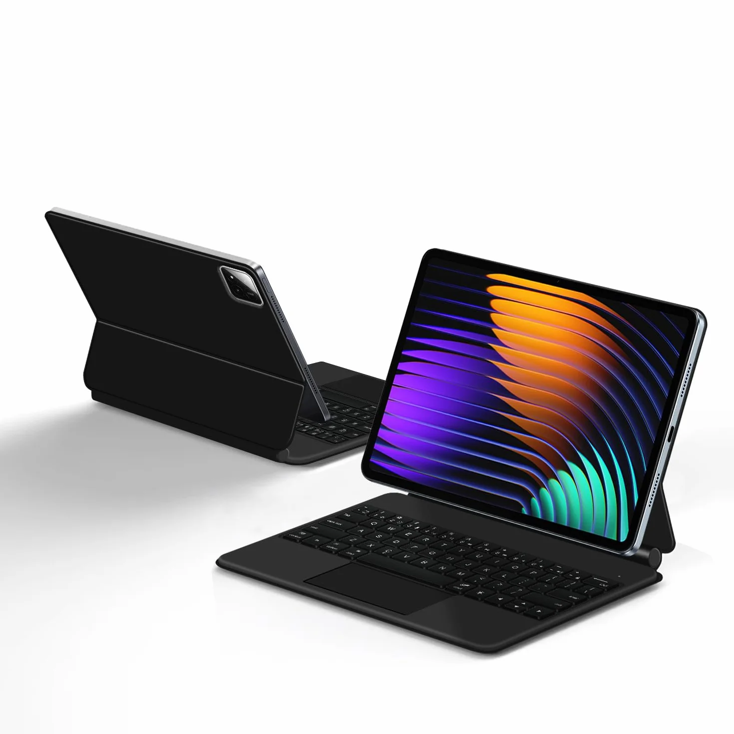 Etui z klawiaturą do Xiaomi Pad 6S Pro 12,4 cala 2024, Magnetyczna Pływająca Podstawka Wspornikowa, Ultracienkie Etui Ochronne z Podświetlaną Klawiaturą, Wielodotykowy Panel Dotykowy,Black
