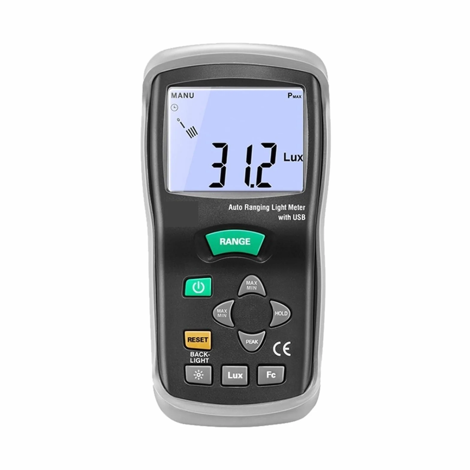 Cyfrowy miernik natężenia światła Tester, Miernik Natężenia Oświetlenia Miernik Światła Interfejs USB Test Jasności Fotometr Miernik Natężenia Oświetlenia Podświetlany Wyświetlacz LCD do projektowania
