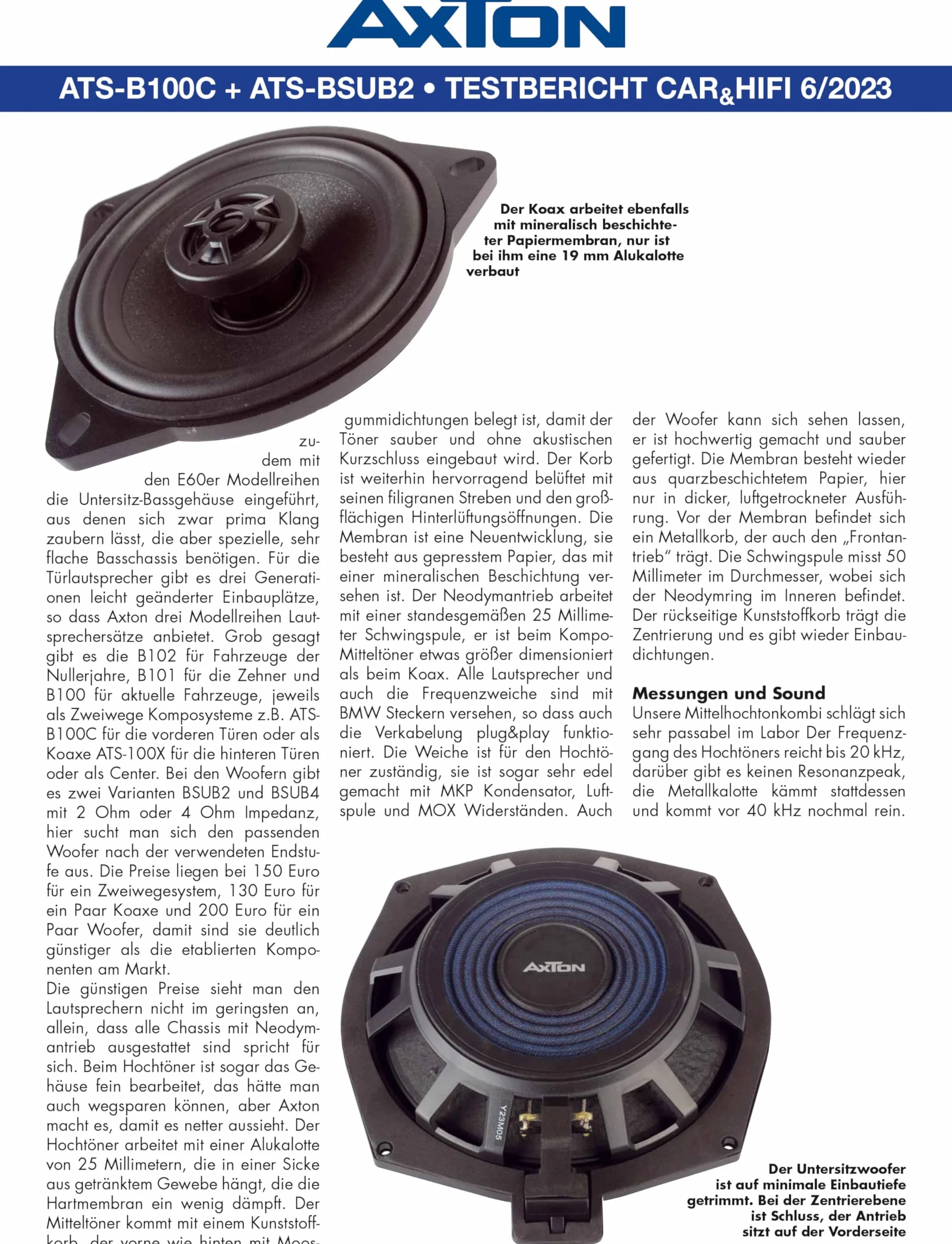 Axton ATS-BSUB2 | Specyficzny 20 cm podłogowy subwoofer dla BMW