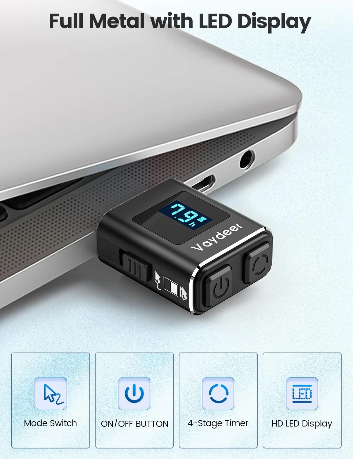Vaydeer Metalowy symulator myszy USB z timerem, typ C, 2 naturalne i losowe ścieżki