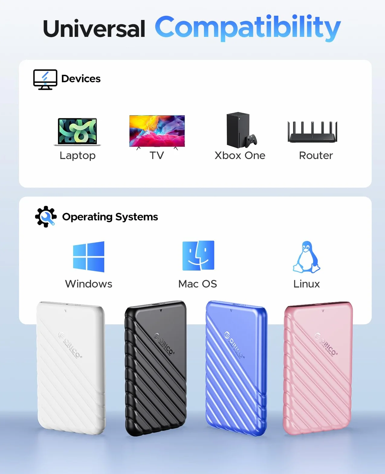 ORICO 2,5 cala obudowa HDD USB 3.0 zewnętrzna SATA SSD 9,5mm 7mm UASP Trim czarna 25PW1-U3