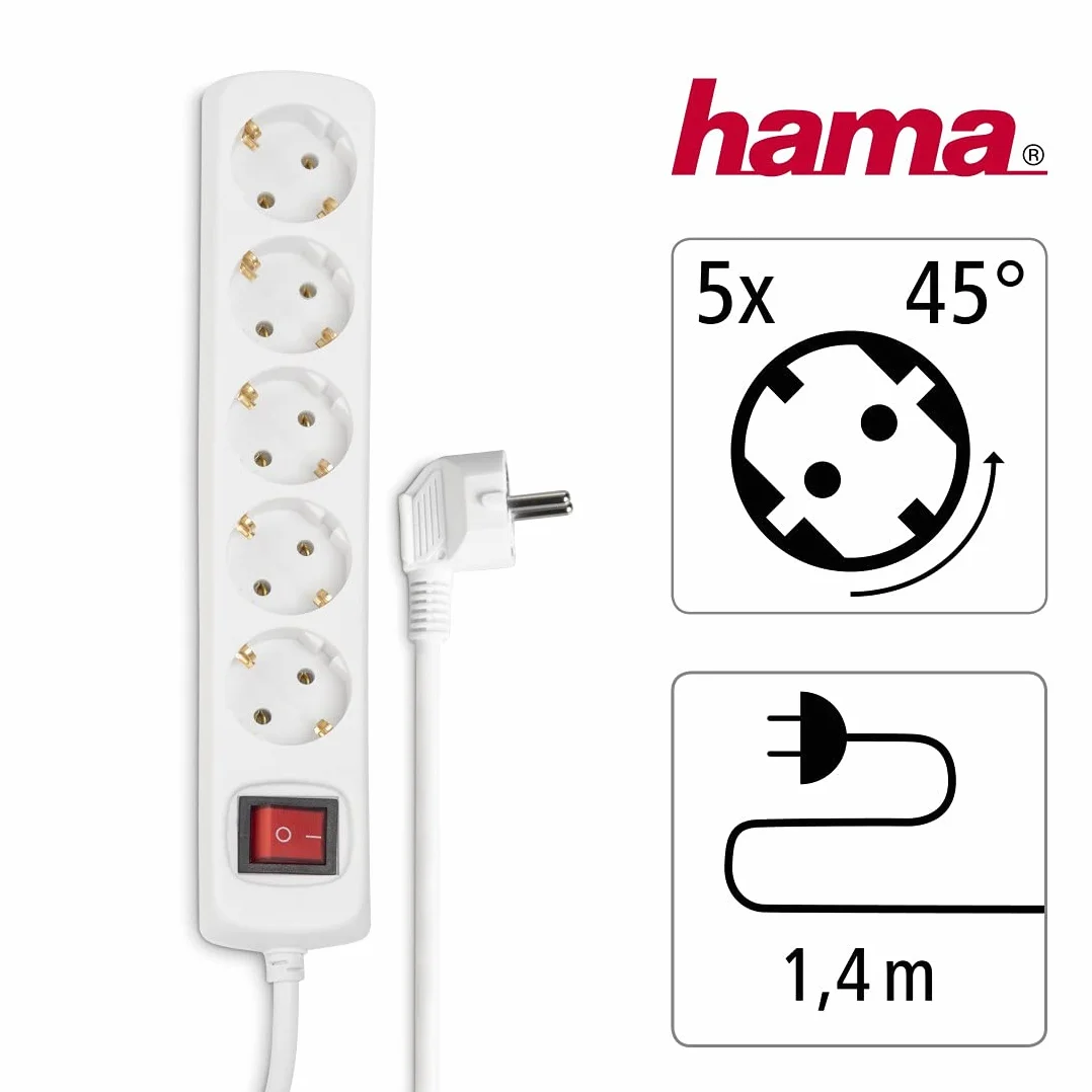 Hama Listwa Zasilająca 5 Gniazd Biały