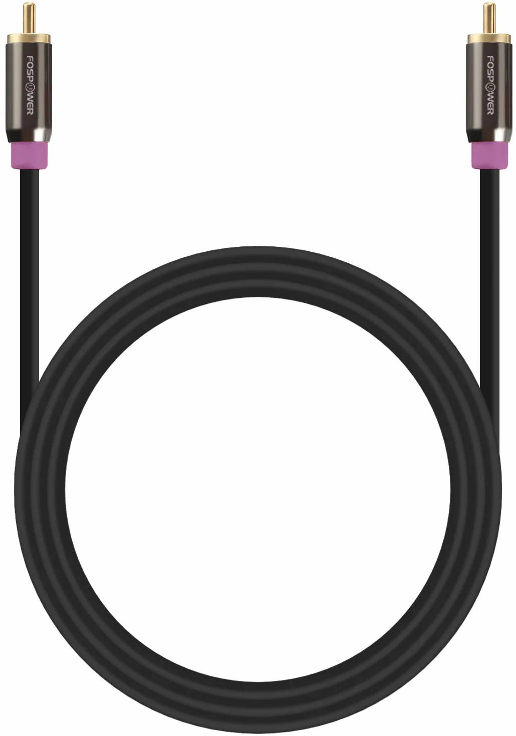 FosPower Kabel subwoofera (3,0 m), pozłacany 24-karatowym złotem, podwójnie ekranowany, złącze kabla audio subwoofera RCA do dźwięku przestrzennego/Dolby Digital/DTS, męski na męski