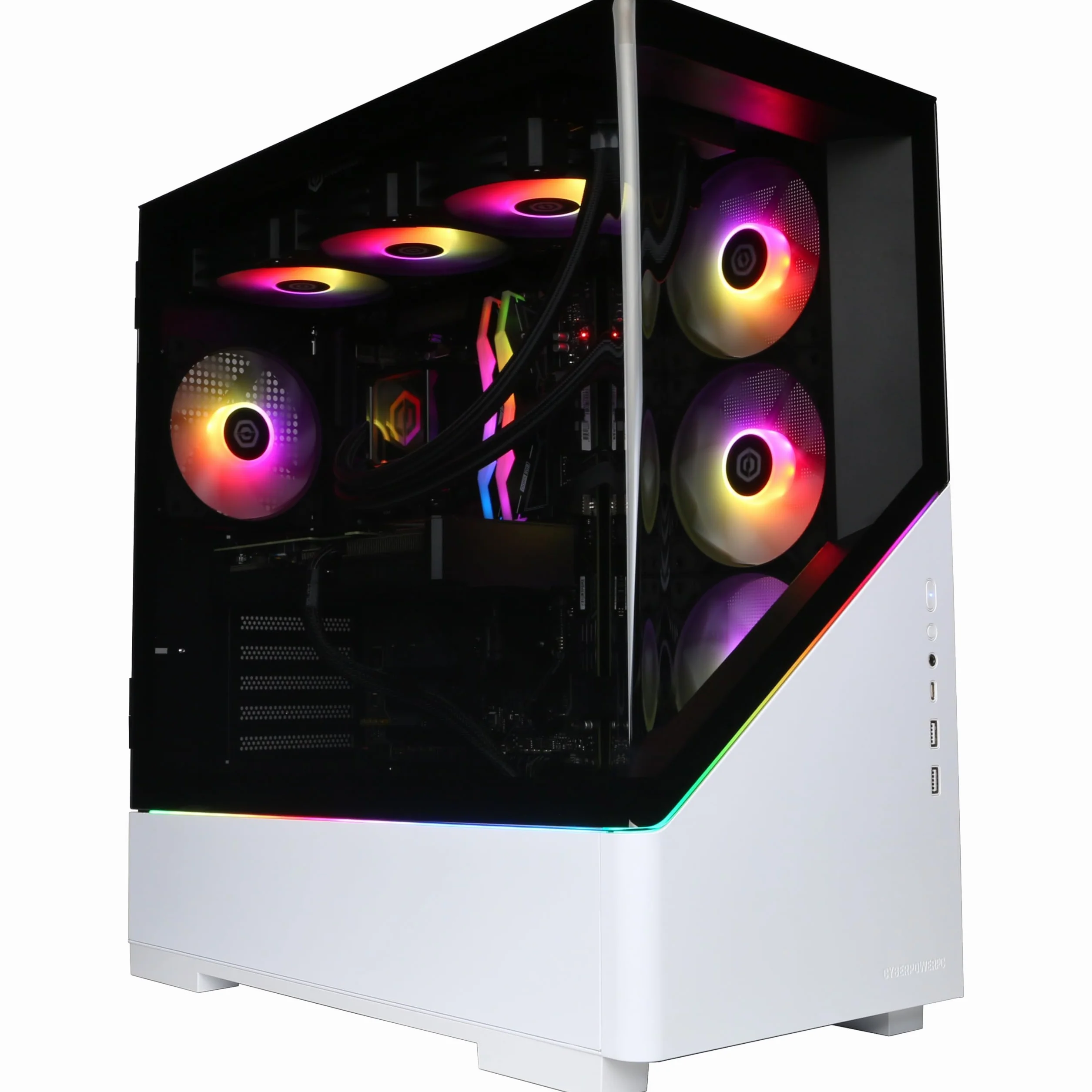 CyberPowerPC Luxe Gaming PC - AMD Ryzen 7 9800X3D, Nvidia RTX 5060, 32GB RAM, 2TB NVMe SSD, 650W PSU, Windows 11, Liquid Cooling, Amethyst Curve White